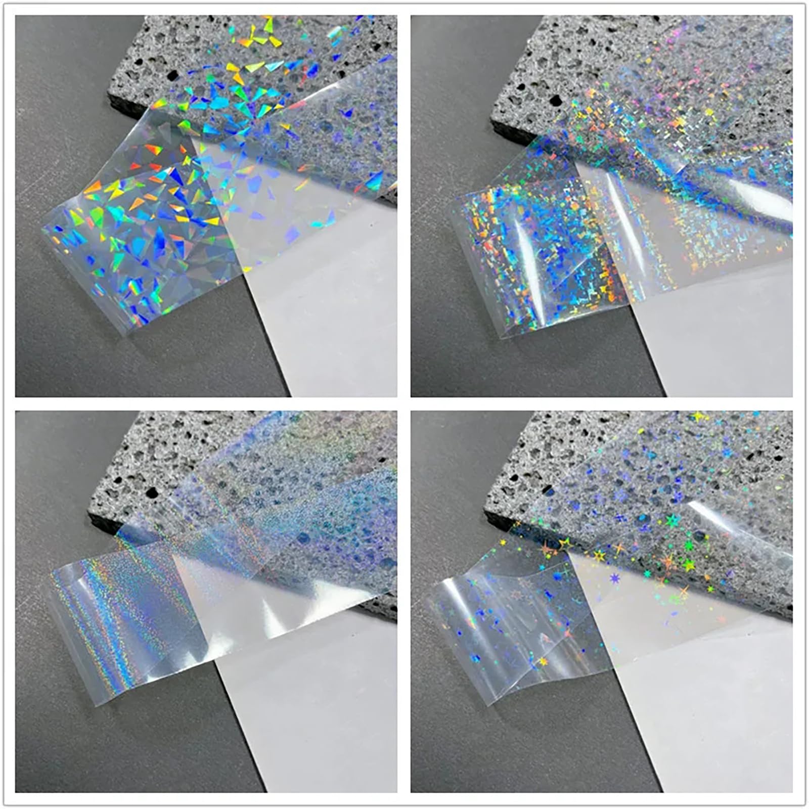 JCAKES 20 Rolls Holographic Nail Foil Sheets - Iridescent Nail Art Transfer Foil for Manicure, Nail Stickers & Decals - Perfect for DIY Nail Designs, Salon Use & Party Nail Art Decorations