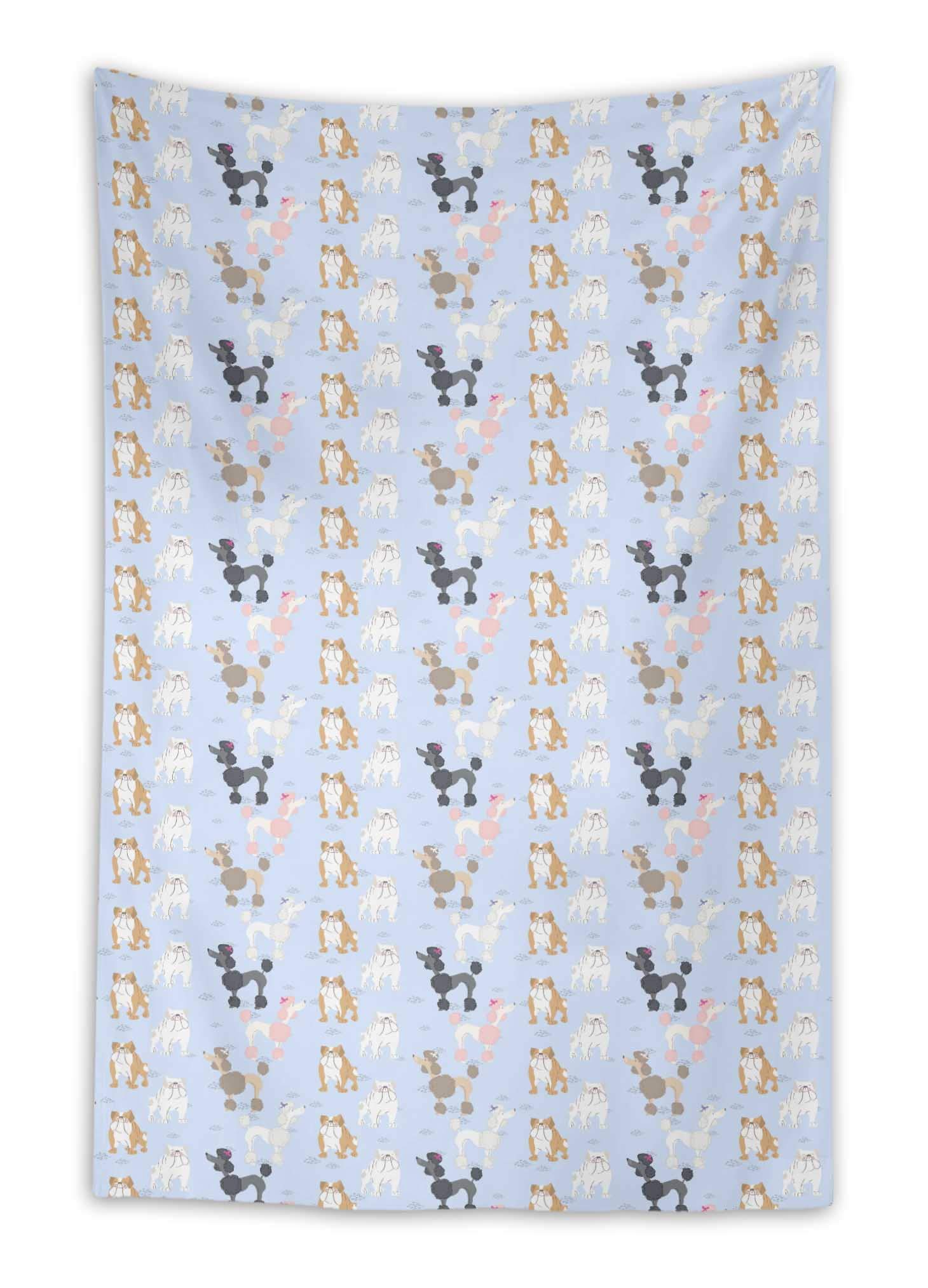 Blue Bull & Poodle Dog Wall Tapestry - 58x58 Inch Dorm Room Decor, Living Room Hanging Art, Bohemian Home Decor for Pet Lovers | Perfect for Bedroom, Apartment, or Office Wall Decoration