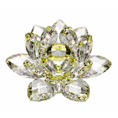 5 Inch Yellow Crystal Lotus Flower with Gift Box - Elegant Home Decor, Meditation & Yoga Accessory, Feng Shui Gift for Spiritual Healing