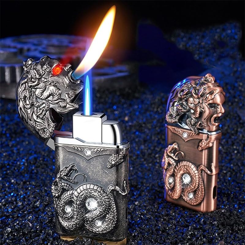 Dual Flame Butane Lighter - Windproof Torch for Cigarettes Indoor & Outdoor Use