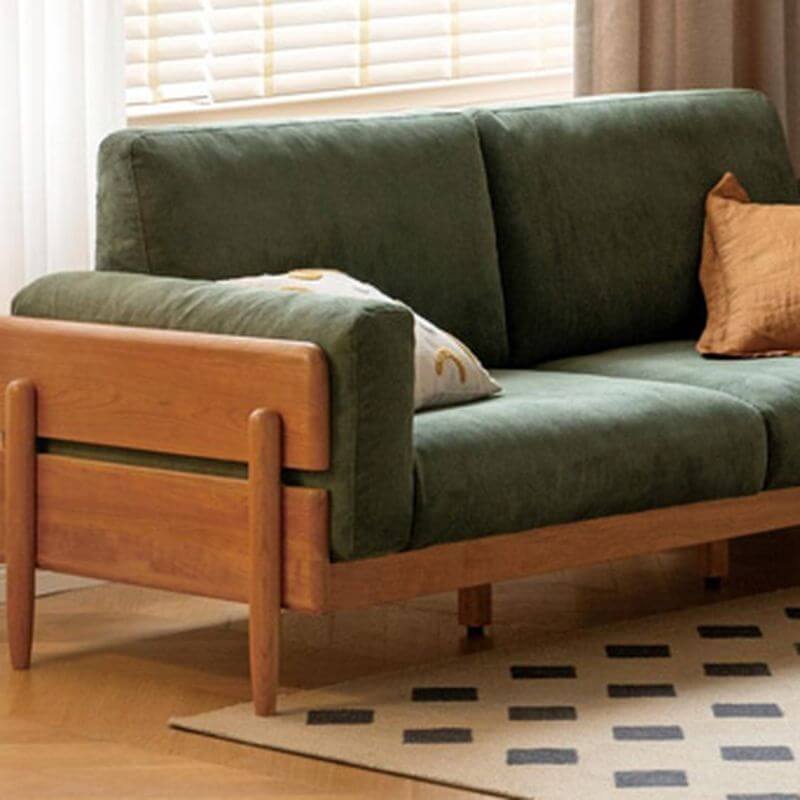 Minimalist 3-Seater Sofa in White, Olive Green & Sepia - Modern Solid Color Couch for Living Room, Lounge & Office