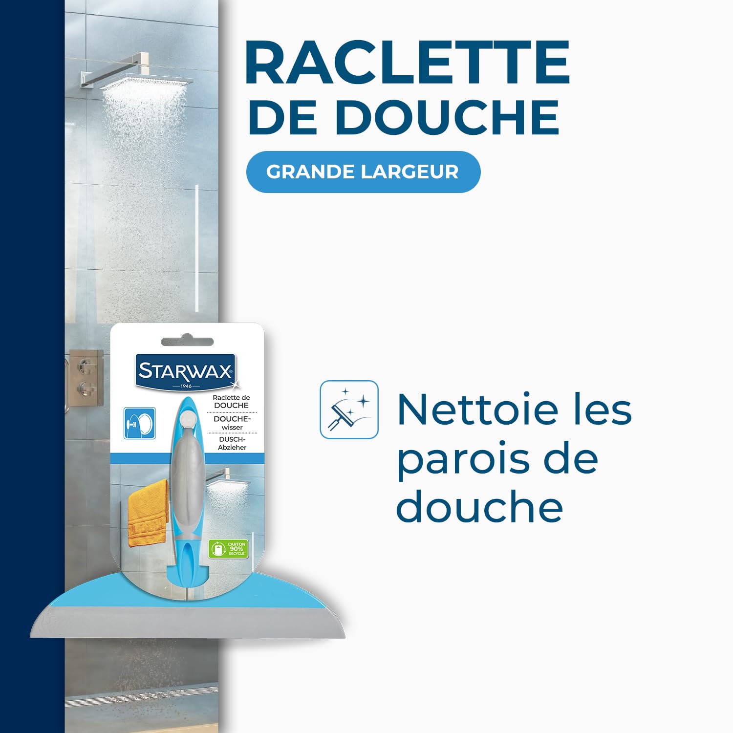 Best Shower Squeegee for Bathroom Cleaning - Stainless Steel & Rustproof - Perfect for Glass Doors, Tiles, and Mirrors - Quick Water Removal & Streak-Free Finish