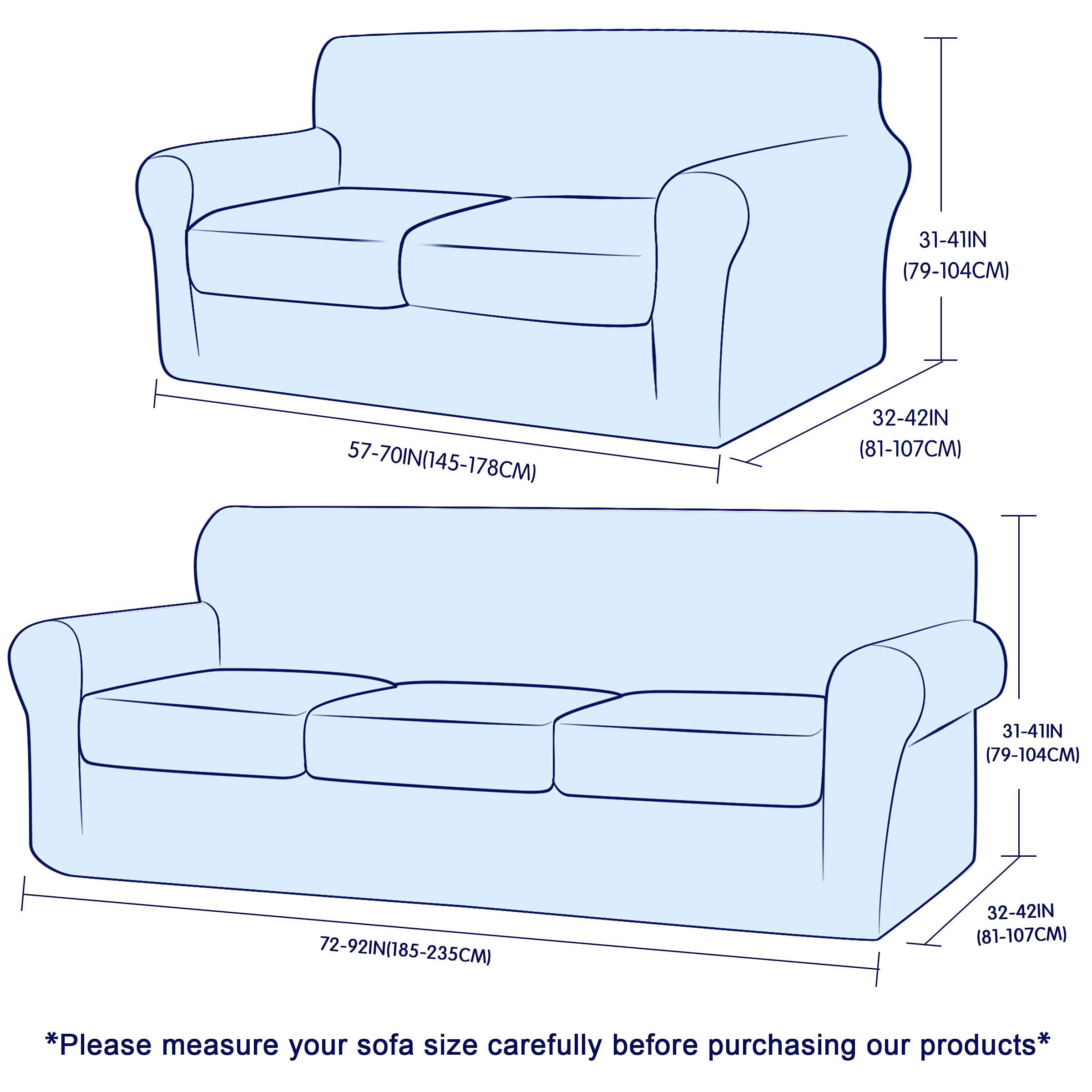 SUBRTEX Sofa Slipcover with Separate Cushion Covers - Stretchable 2/3 Seater Couch Protector for Pets & Kids (Medium/Large, Turquoise) - Perfect for Living Room Furniture Protection & Home Decor