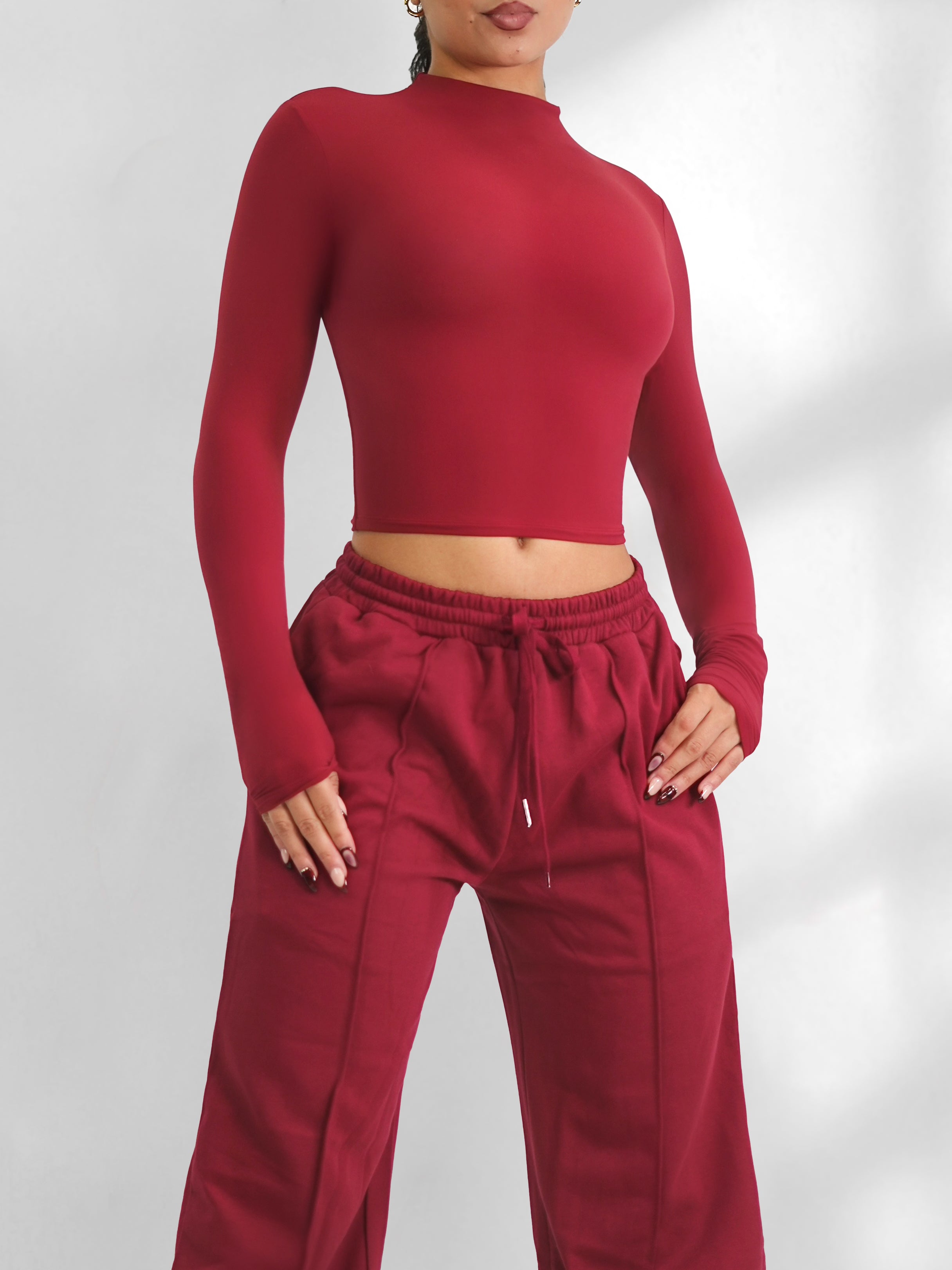 Charmed Long Sleeve Women's Tops - Soft Comfortable Blouse in Cherry Red for Casual Wear, Office & Date Night Outfits