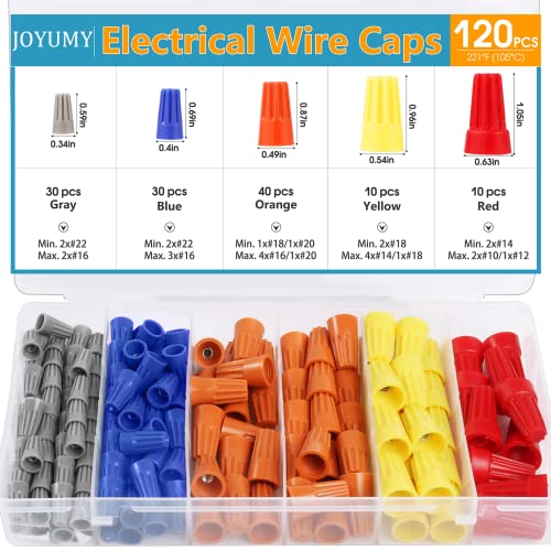 Joyumy 120pcs Colorful Spring Wire Connectors - Durable Electrical Wire Nuts for Quick & Secure Connections - Ideal for Home Wiring, DIY Projects & Electrical Repairs