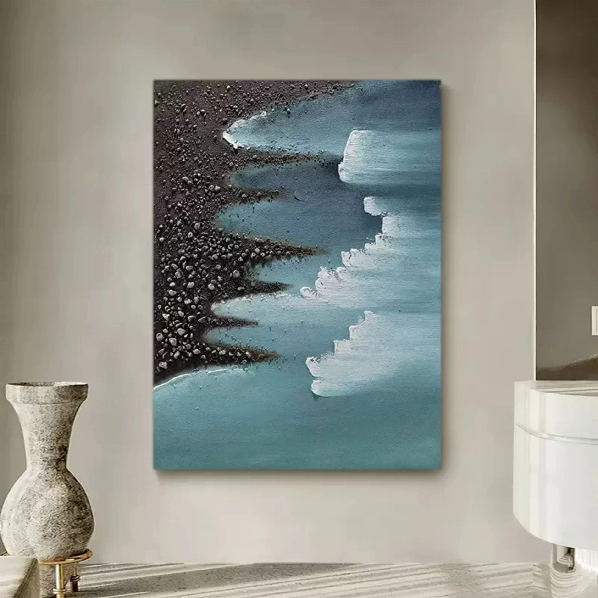 Ocean and Sky Painting #OS 048 - Handmade Seascape Wall Art for Home & Office Decor - Perfect for Living Room, Bedroom or Beach House