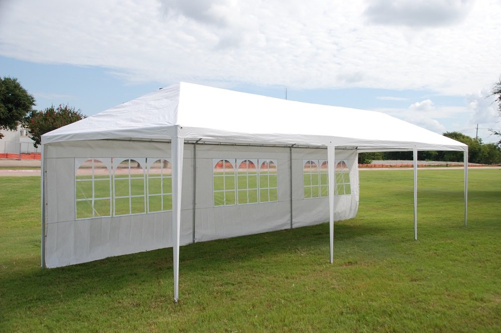 DELTA 10'x30' White Diamond Mat PE Wedding Party Tent - Outdoor Event Canopy with Galvanized Steel Frame & Carry Bags - Perfect for Backyard Weddings, Garden Parties, and Outdoor Gatherings