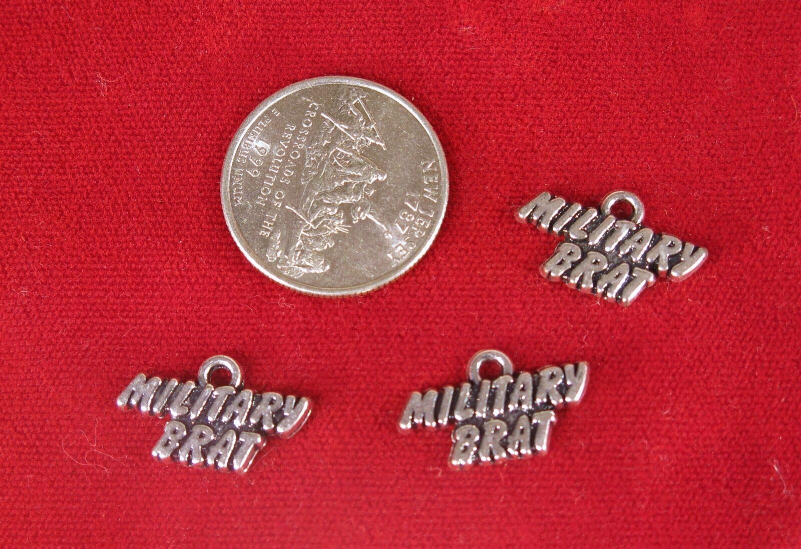 10-Piece Silver Military Brat Charms (BC603) - DIY Jewelry Making Supplies for Bracelets, Necklaces & Keychains - Perfect for Crafting, Gifts & Military Pride Accessories