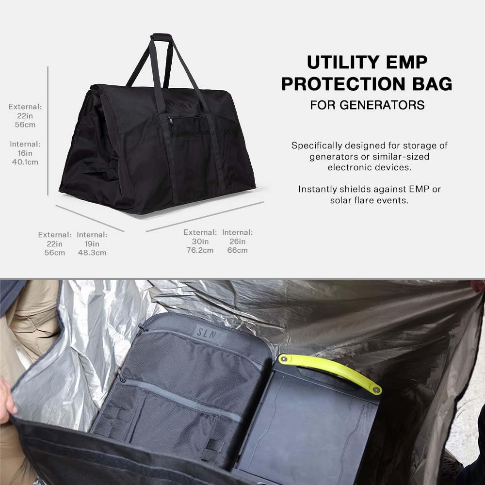 SLNT Utility EMP-Blocking Faraday Bag for Generators, Tools & Electronics - Waterproof Nylon, Blocks EMP & Solar Flare to Protect Devices - Perfect for Emergency Preparedness, Travel & Outdoor Adventures