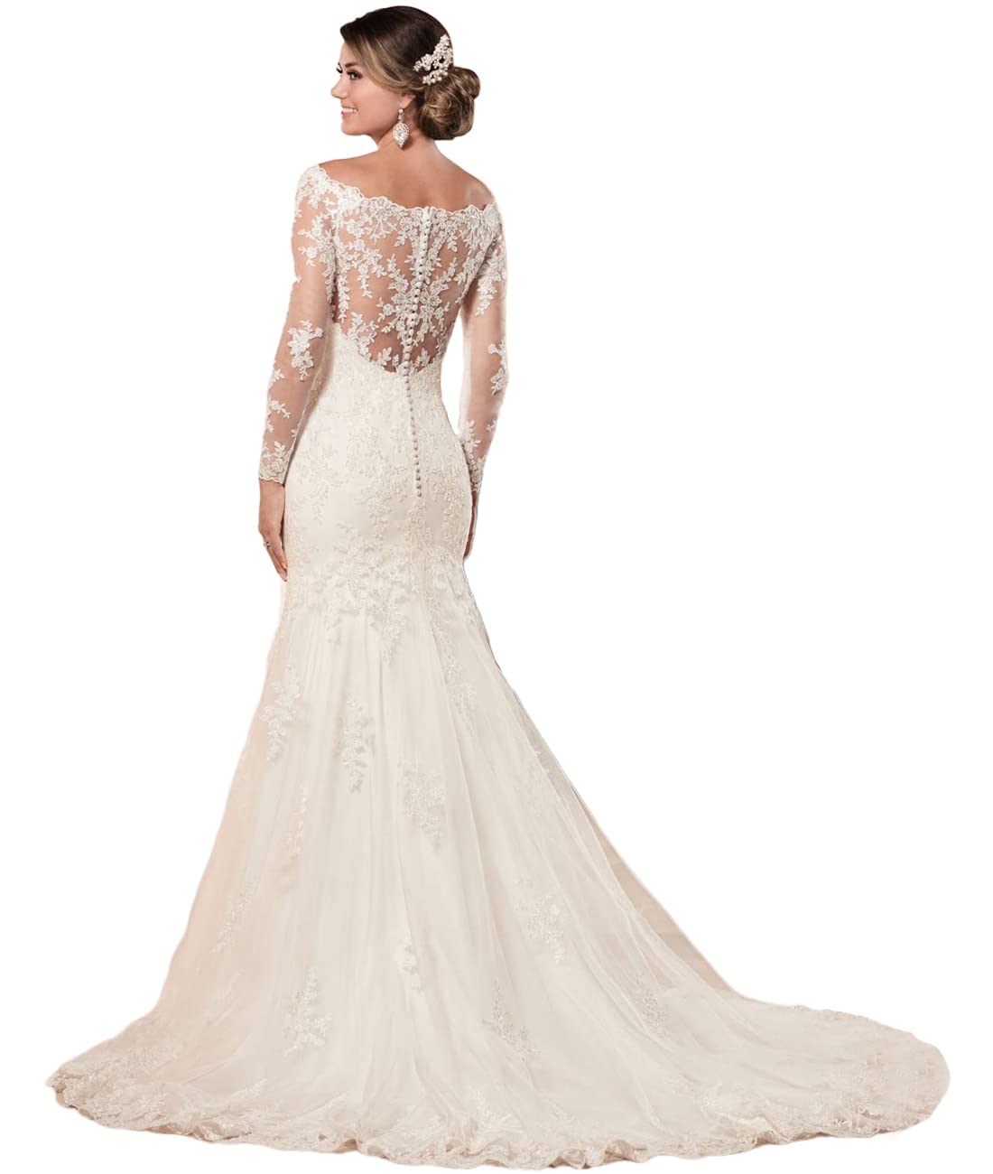 SYYS Lace Appliqued Wedding Dresses for Bride 2023 | Chiffon Beach Wedding Gown | A-Line Bridal Dress with Floral Embroidery | Perfect for Beach, Destination & Outdoor Weddings