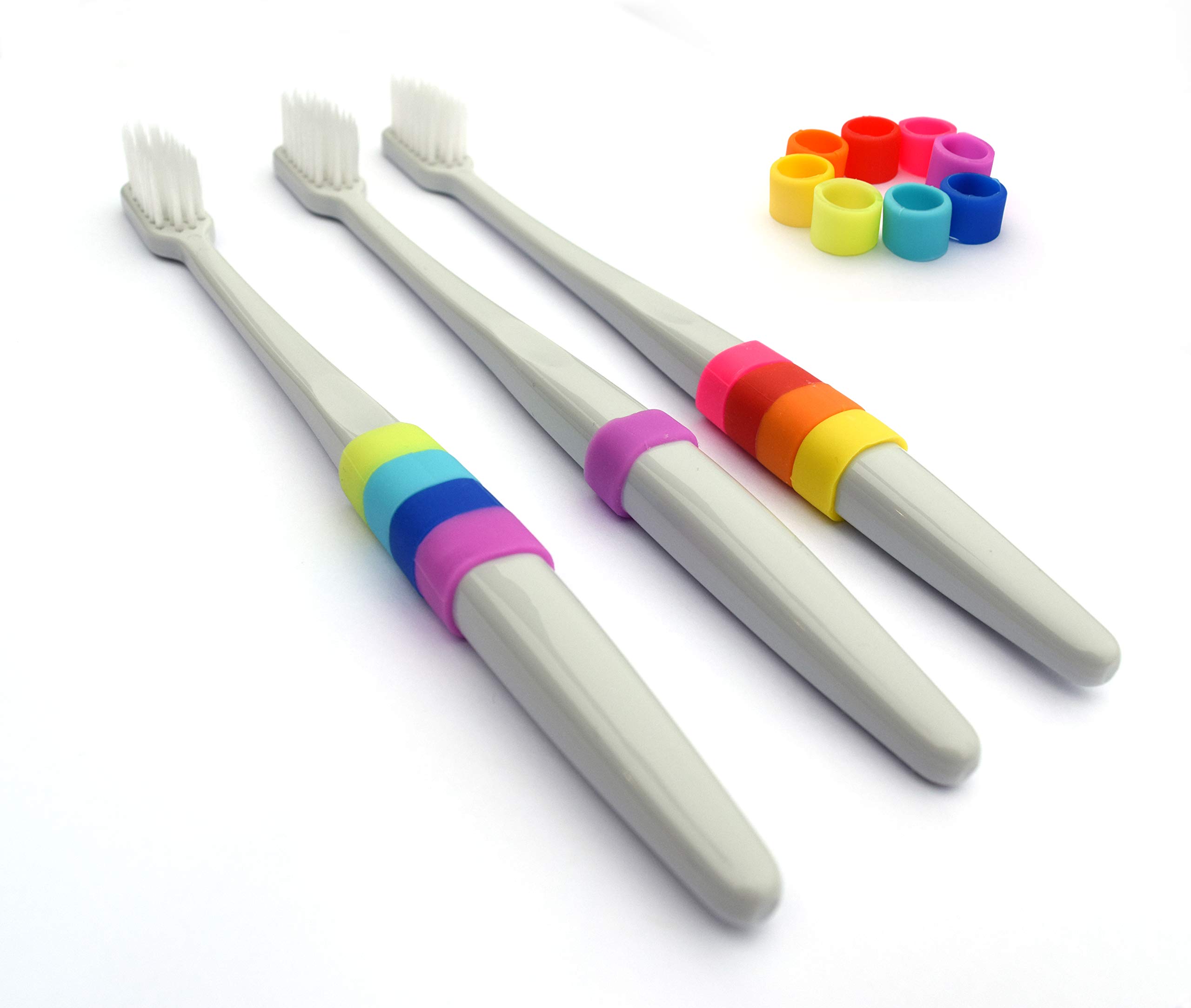 CUPmarker Reusable Toothbrush Labels - 6 Pack Adjustable Toothbrush Markers for Standard Toothbrushes | Perfect for Family, Travel & Kids' Toothbrush Identification