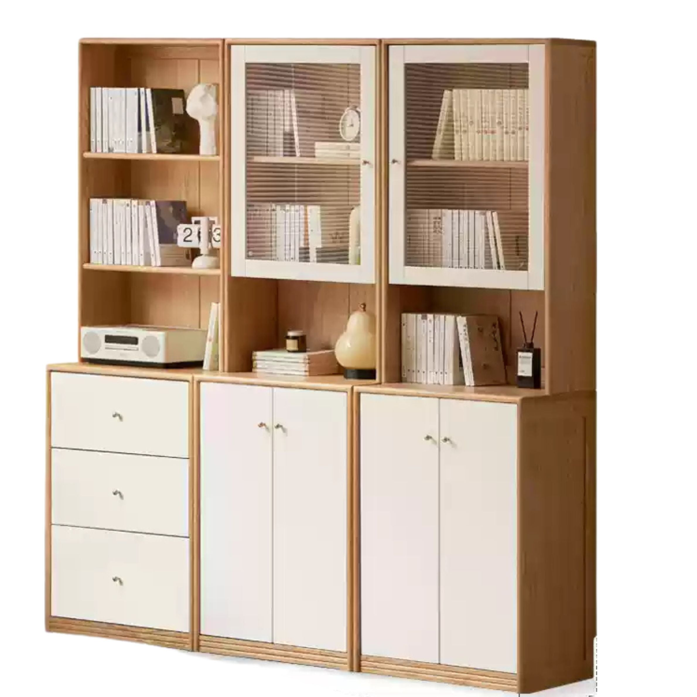 70.9x x15.7 x74.8 inch /180x40x190сm / Natural Wood Color / Combination bookcase