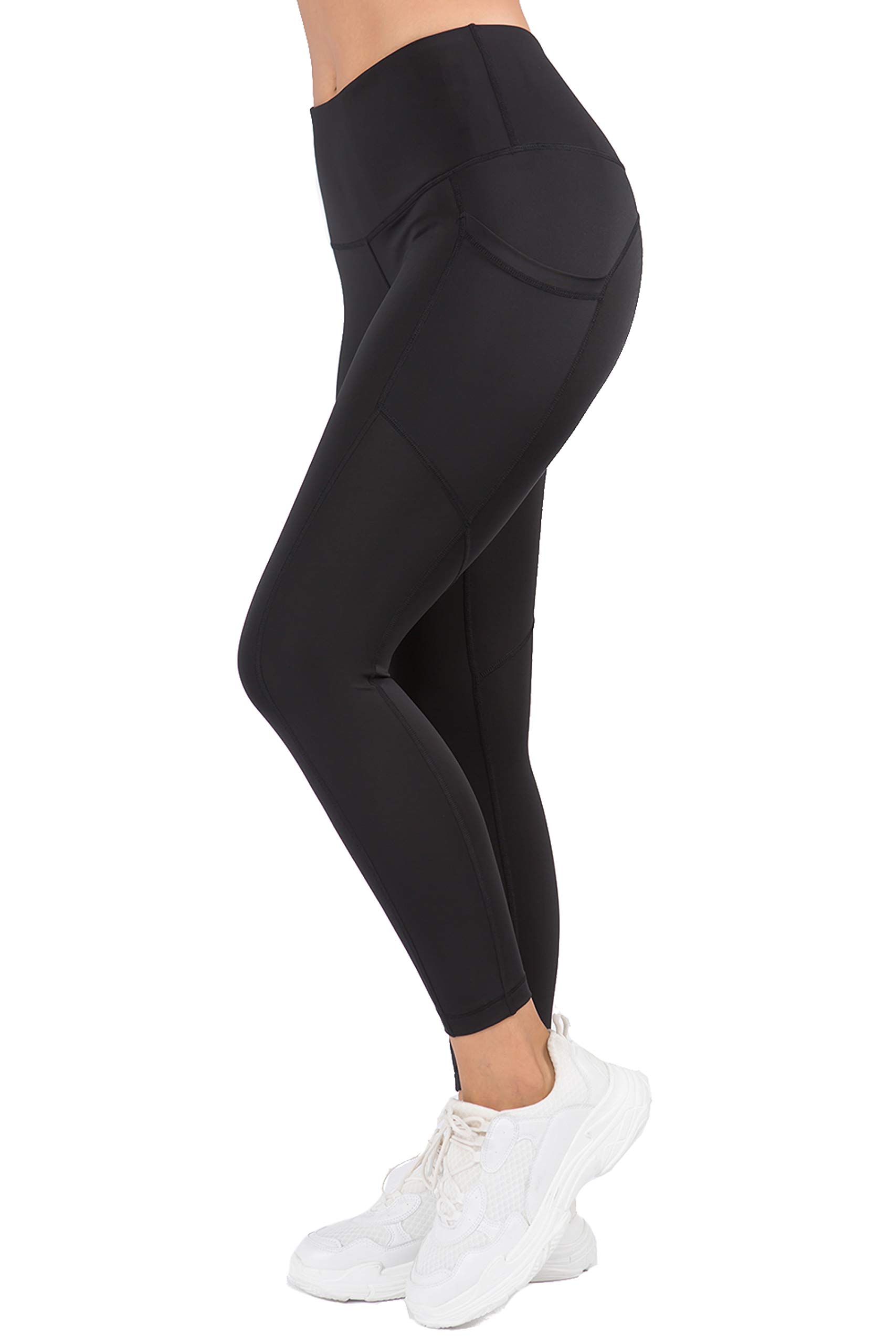 TwiinSisters Women's High Waist Yoga Pants - Slimming Tummy Control Workout Leggings with Pockets, Soft Nylon Stretchy Comfort for Gym, Running & Lounge Wear