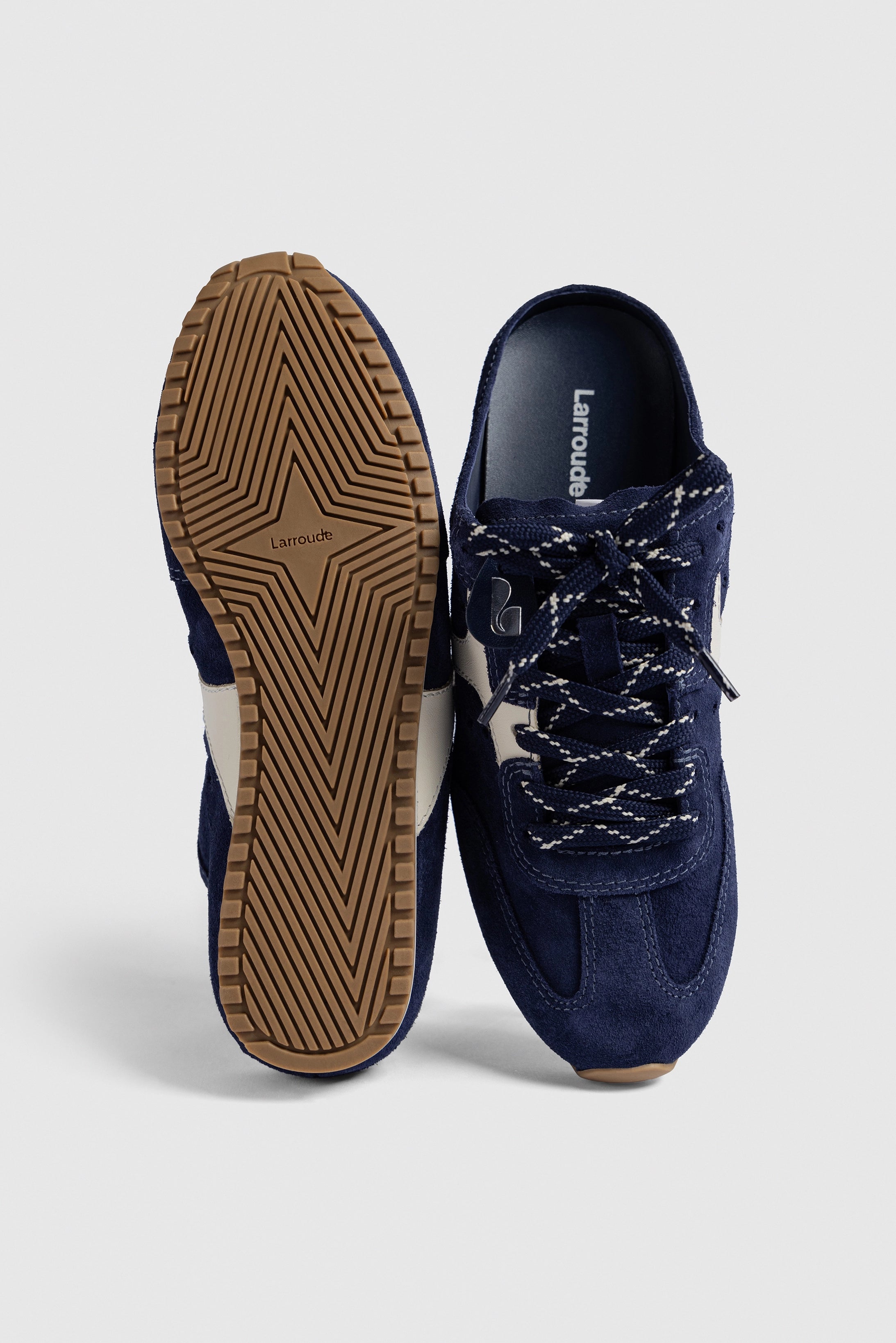 Stella Navy Suede & Ivory Leather Sneaker Mules - Comfortable Slip-On Shoes for Women, Perfect for Casual Wear, Running Errands & Travel