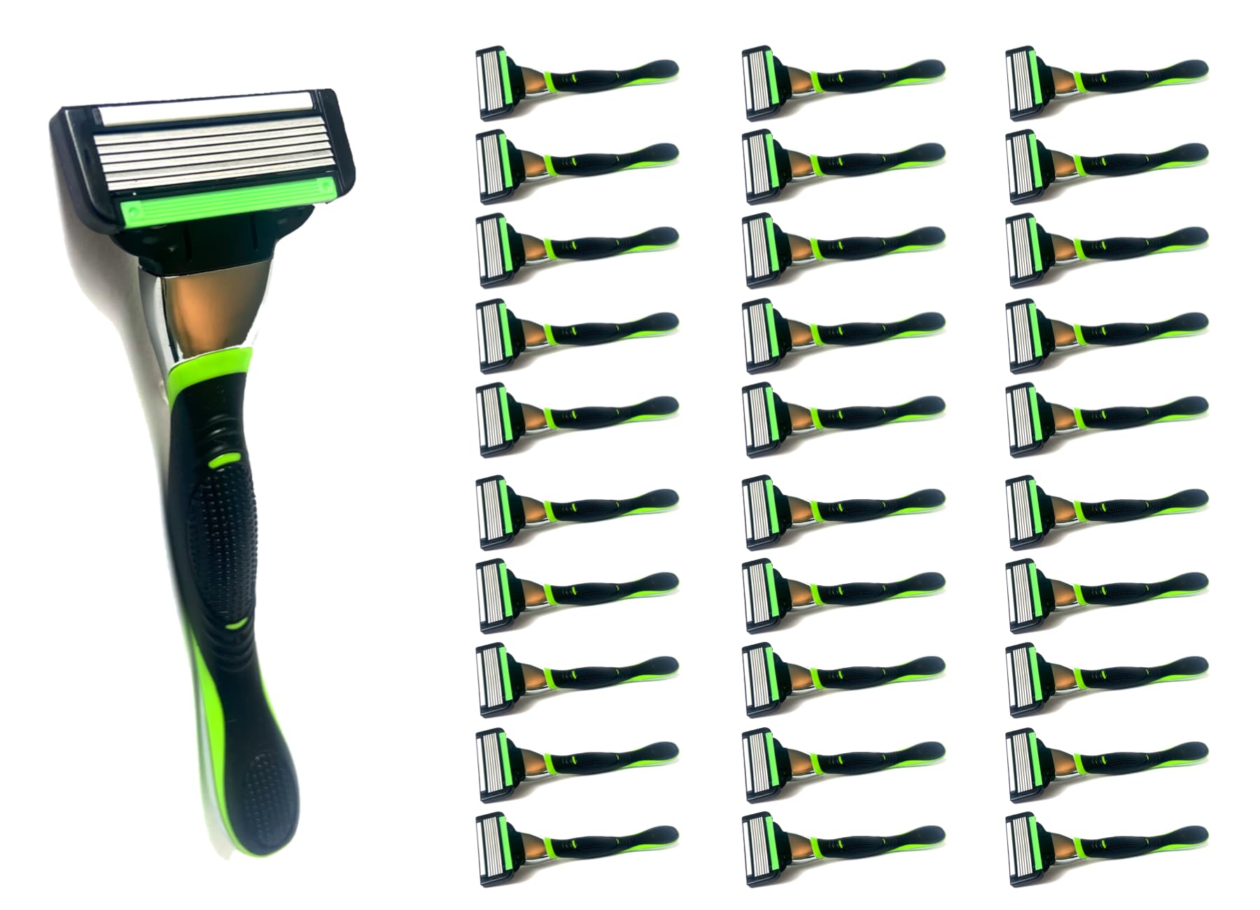 Premium 30-Pack Stainless Steel Disposable Razors - Six Blade Shavers with Aloe Vera Lubrication Strip for Men & Women | Hotel Quality Toiletries for Travel, Gym & Hospitality Use