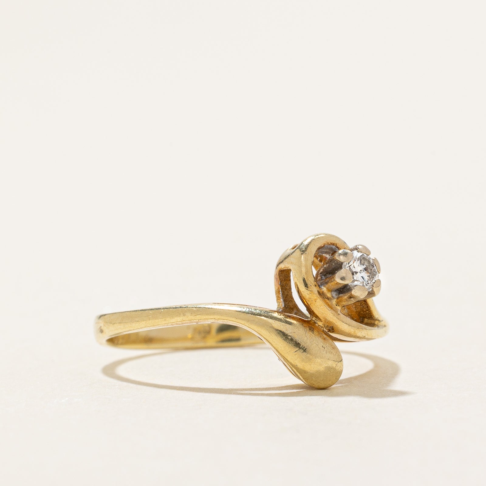 0.05ct Diamond Teardrop Bypass Ring - Size 5.25 | Elegant Dainty Jewelry for Women | Perfect for Weddings, Anniversaries & Special Occasions