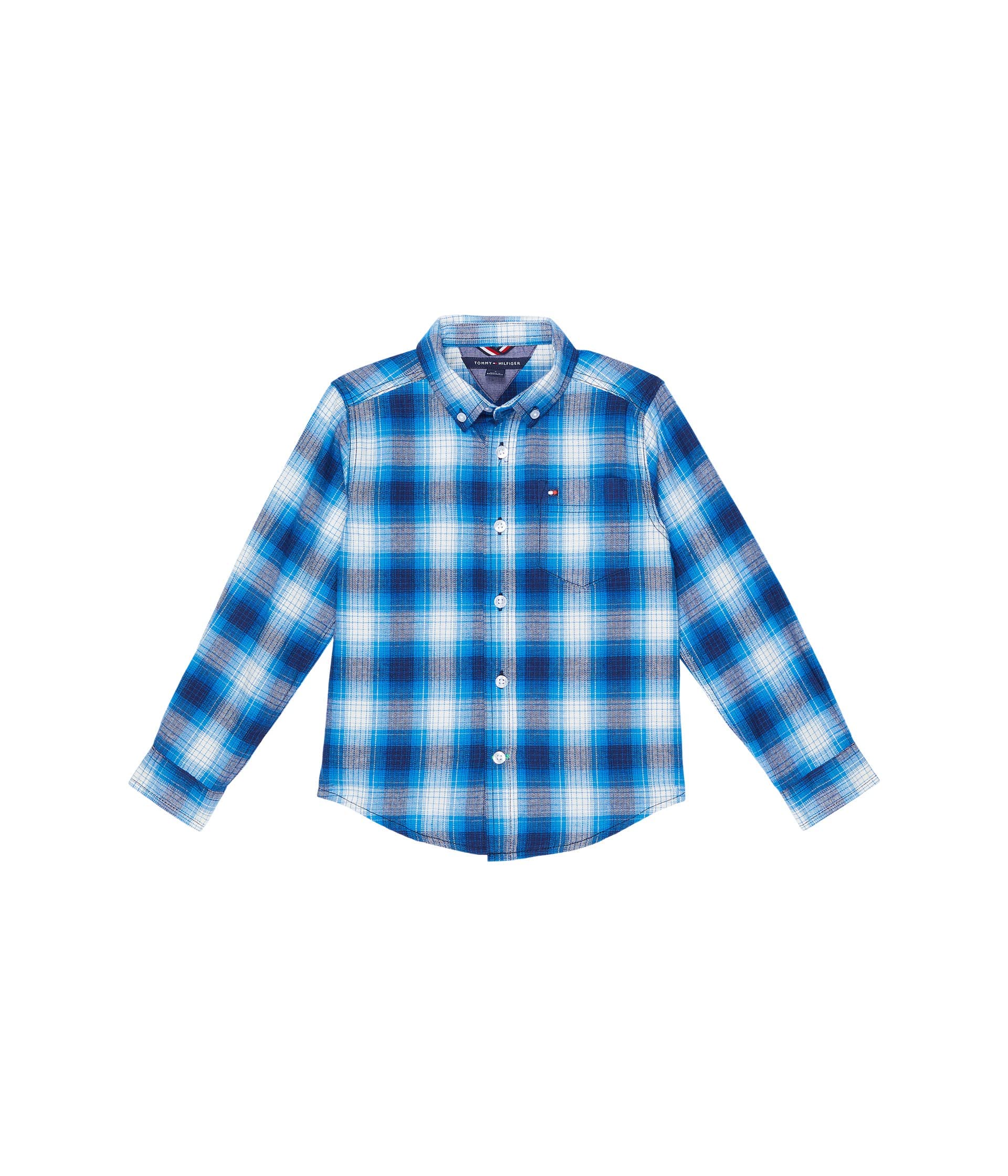 Tommy Hilfiger Boys' Long Sleeve Plaid Shirt - Shadow Yarn-Dye Checkered Button-Up for Little Kids | School, Playdates & Casual Outings
