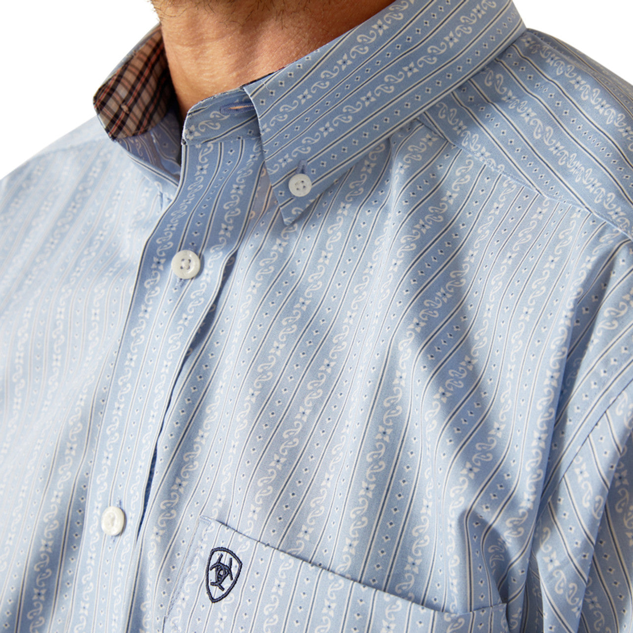 Ariat Wrinkle Free Light Blue Paisley Shirt - Comfortable & Stylish for Work, Outdoor & Casual Wear