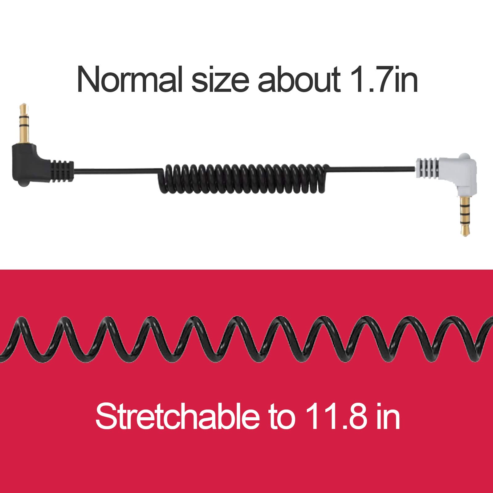 2 Pack 3.5mm Male to Male Coiled Right Angle Audio Cable - Microphone Cord & Audio Adapter Splitter for Smartphones, Tablets, External Devices - Perfect for Podcasting, Gaming & Music Recording