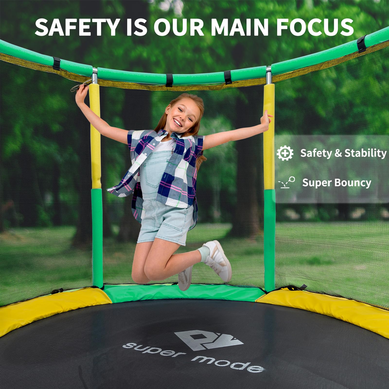 5FT Adjustable Kids Trampoline with Safety Enclosure Net - Indoor/Outdoor Toddler Trampoline, No-Gap Safe Design for Boys & Girls | Perfect for Backyard Play, Birthday Gifts & Family Fun Activities