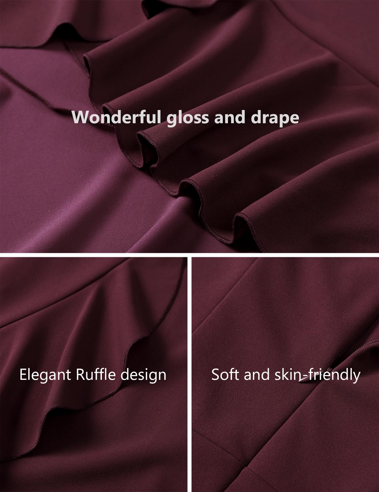 DRESSTELLS Women's Cocktail Dresses 2025 | Elegant V-Neck Formal Wedding Guest Dress with Ruffle Detail | Vintage Inspired Prom Party Evening Gown for Bridal Shower, Anniversary & Special Occasions