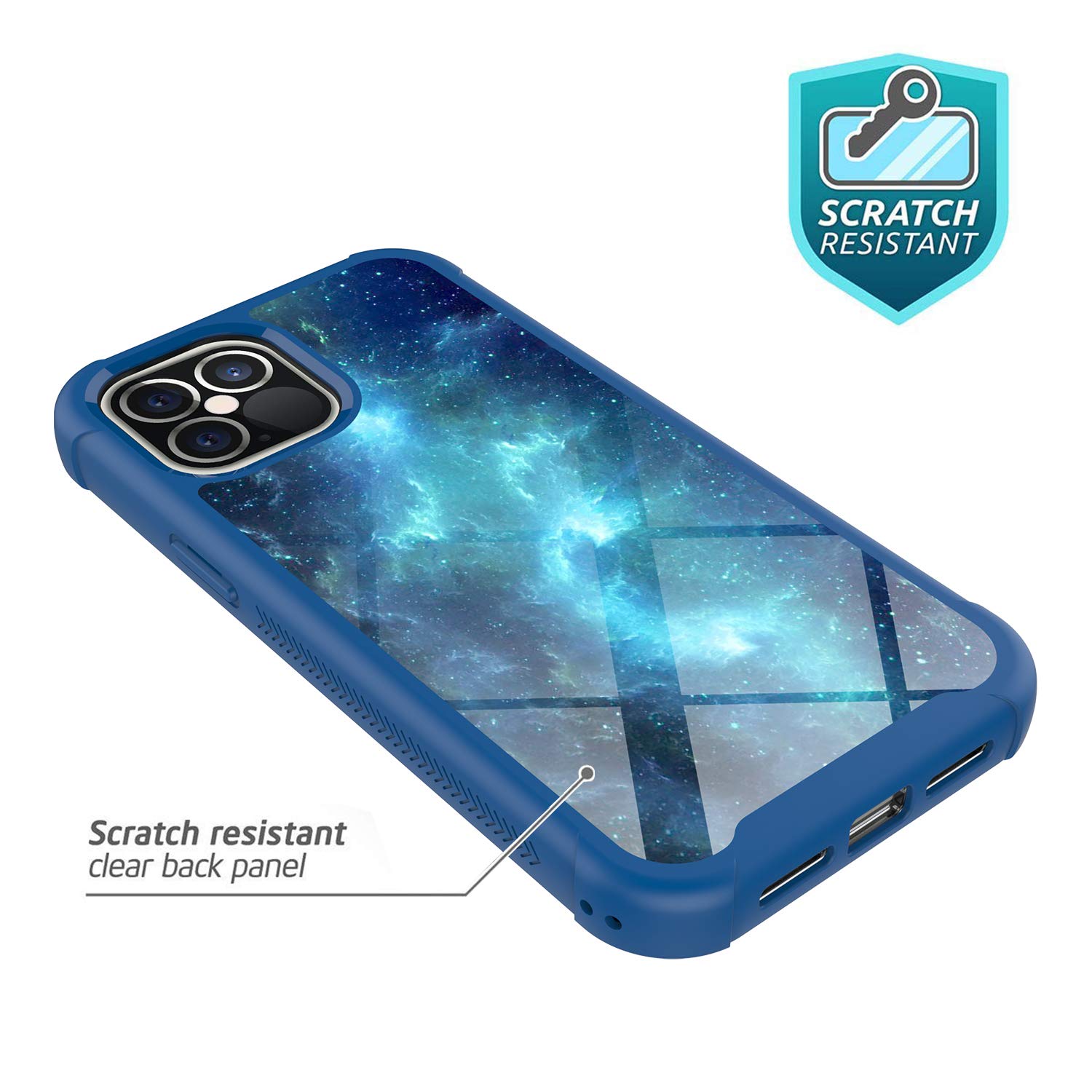 iPhone 12 Pro Max Case 6.7 Inch - Rosebono Hybrid IMD Design Anti-Scratch Cute Colorful Silicone Cover with Armor Protection (Galaxy Stardust) - Perfect for Everyday Use, Travel & Fashion Protection