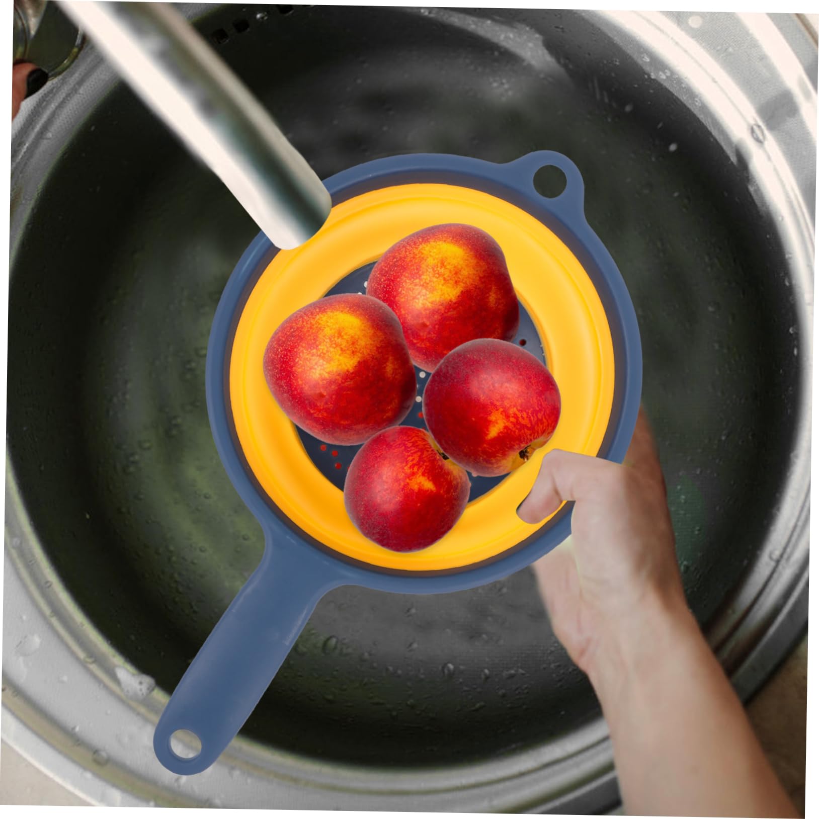 1PC Foldable Vegetable Washing Basket - Kitchen Sink Colander Strainer for Fruits & Veggies - Durable Household Draining Basket for Efficient Washing & Drying - Perfect for Meal Prep, Salad Making & Kitchen Organization