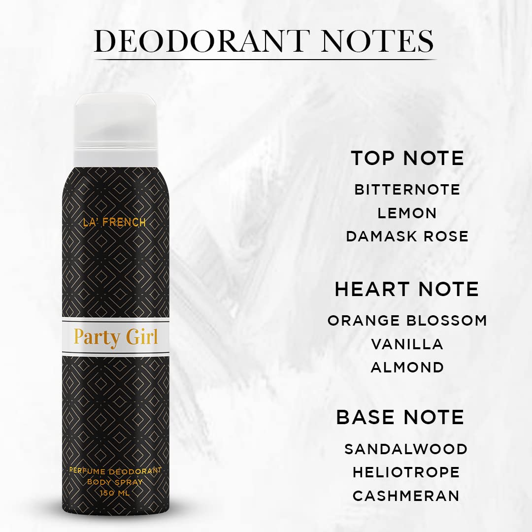 La French Party Girl Deodorant for Women - 150ml Long Lasting Body Spray with Fresh Floral Scent | Aluminum-Free, Travel-Friendly Deodorant | Perfect for Parties, Workouts & Daily Freshness