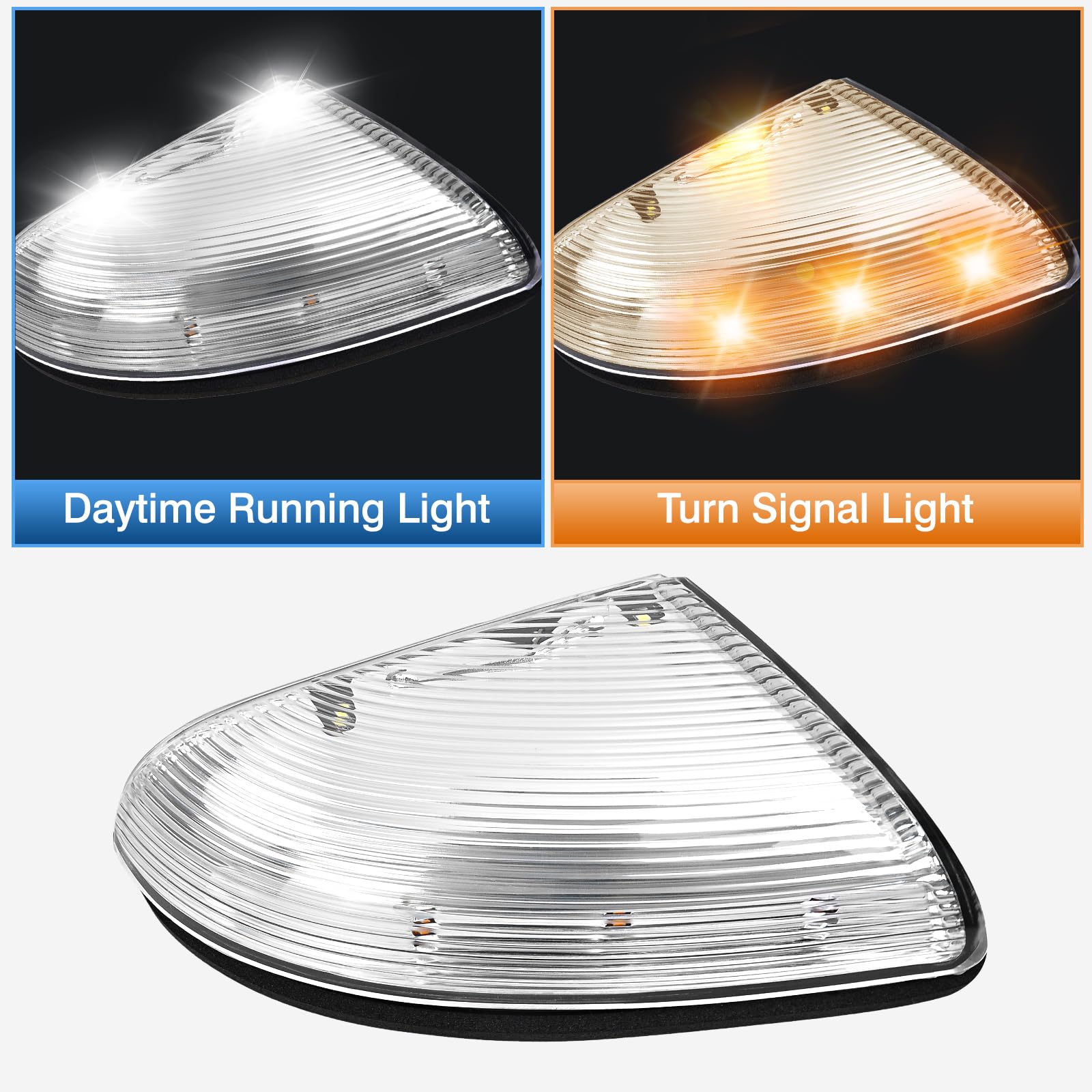LED Puddle Light Mirror Turn Signal Light - Left Driver Side for 2009-2018 Dodge Ram 1500/2500 (Amber+White) | 68064949AA Replacement | Enhanced Night Visibility & Safety Lighting for Parking & Entry Areas