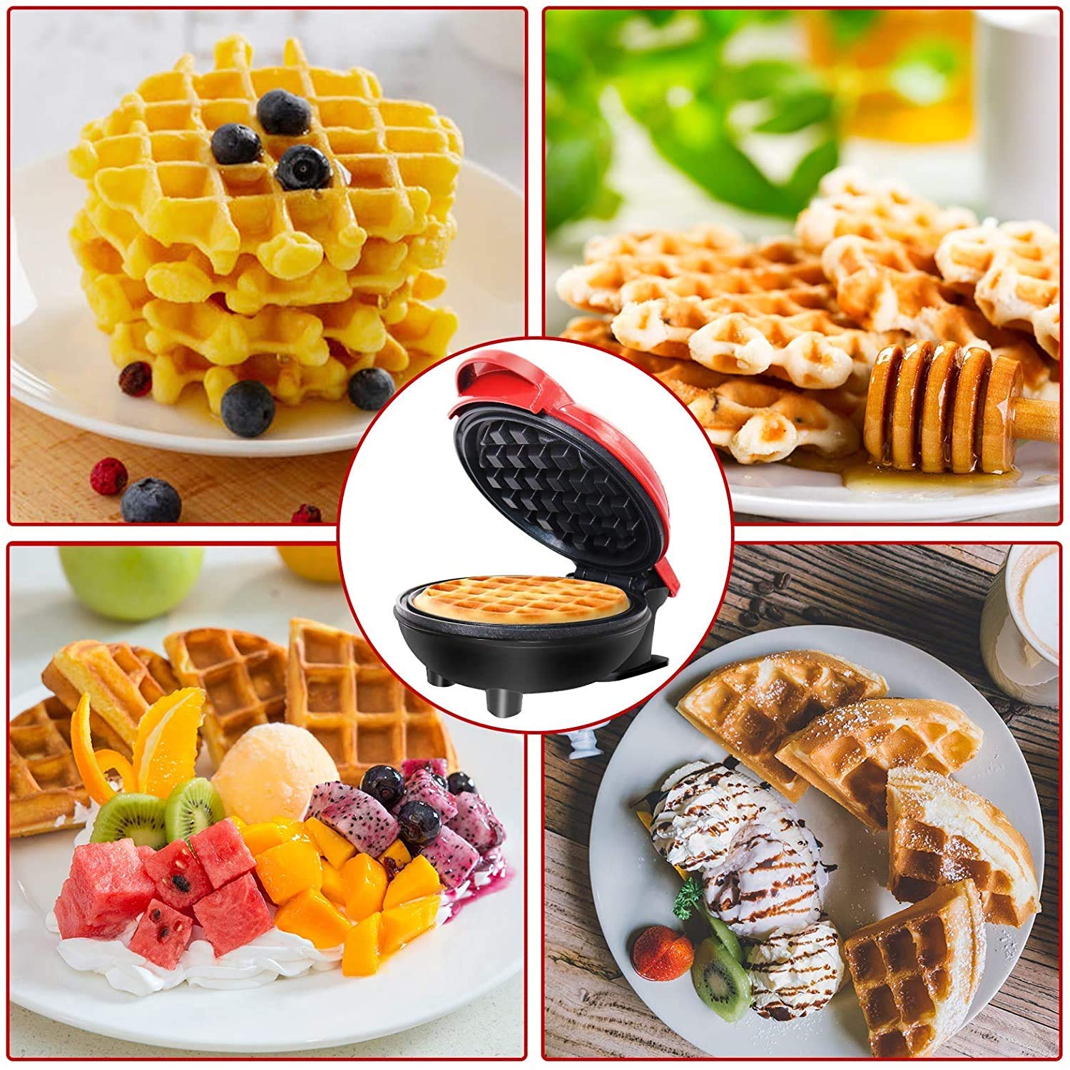 Candora Home Mini Waffle Maker Machine - Perfect for Individual Waffles, Paninis, Hash Browns | Compact & Easy to Use | Ideal for Breakfast, Snacks & Quick Meals at Home, Office or Dorm