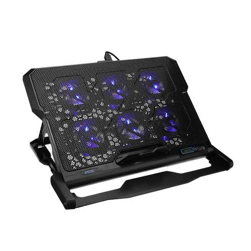 Adjustable Laptop Cooling Pad with 6 USB-Powered Fans for 12-15.6 Inch Notebooks - Portable Computer Stand for Gaming, Office & Home Use