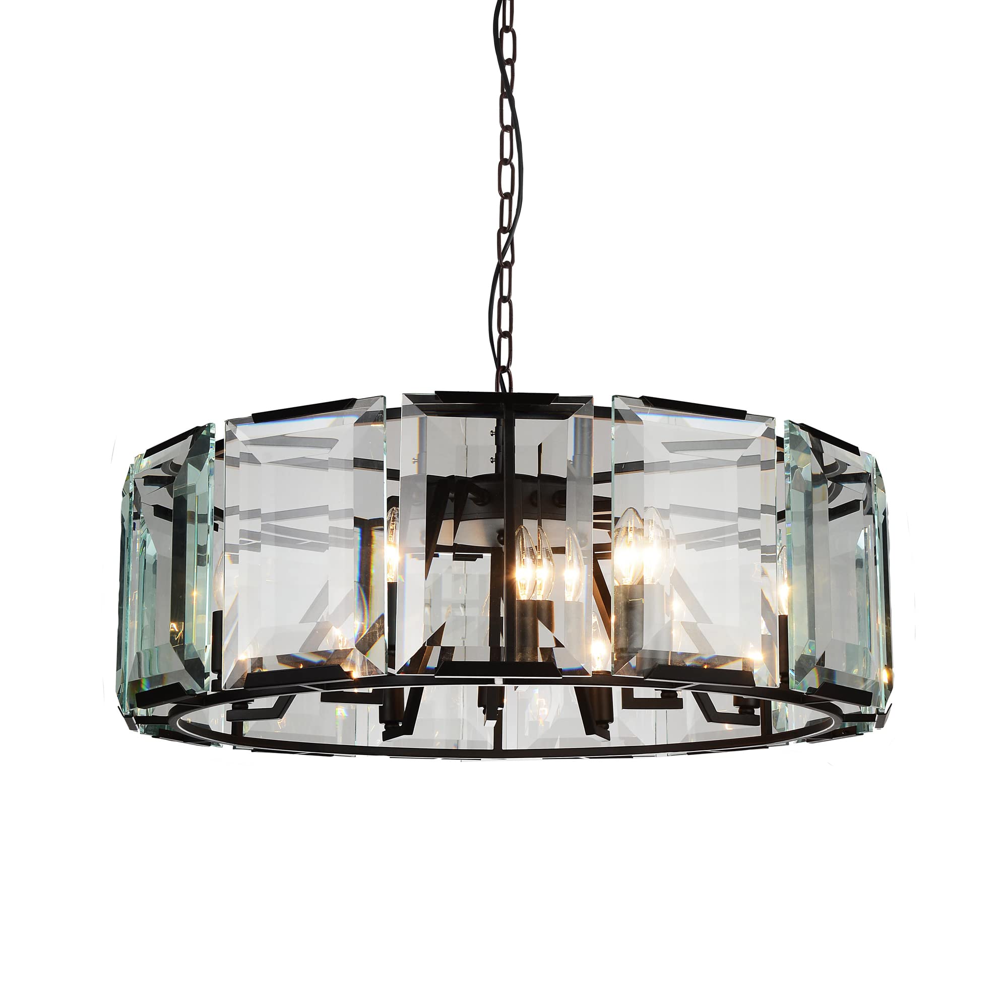 18-Light Farmhouse Chandelier - Black Metal Rustic Ceiling Light Fixture for Dining Room, Kitchen Island & Entryway | CWI Lighting Jacquet Collection