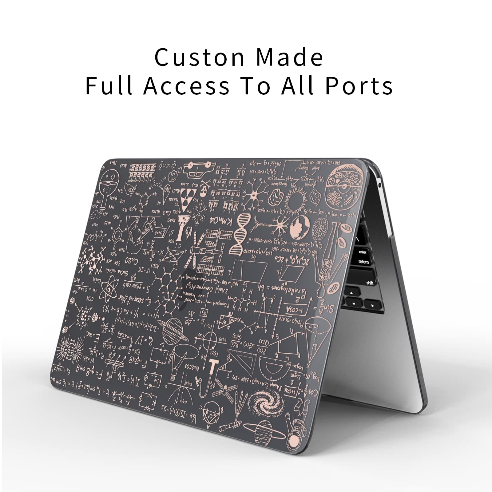 Premium Laptop Case for MacBook Pro 13 Inch (2020-2022 Models A2338/M2/M1/A2289/A2251/A2159/A1989/A1706/A1708) with Keyboard Cover - Rose Gold Formula Design - Perfect for Work, Travel & School Protection
