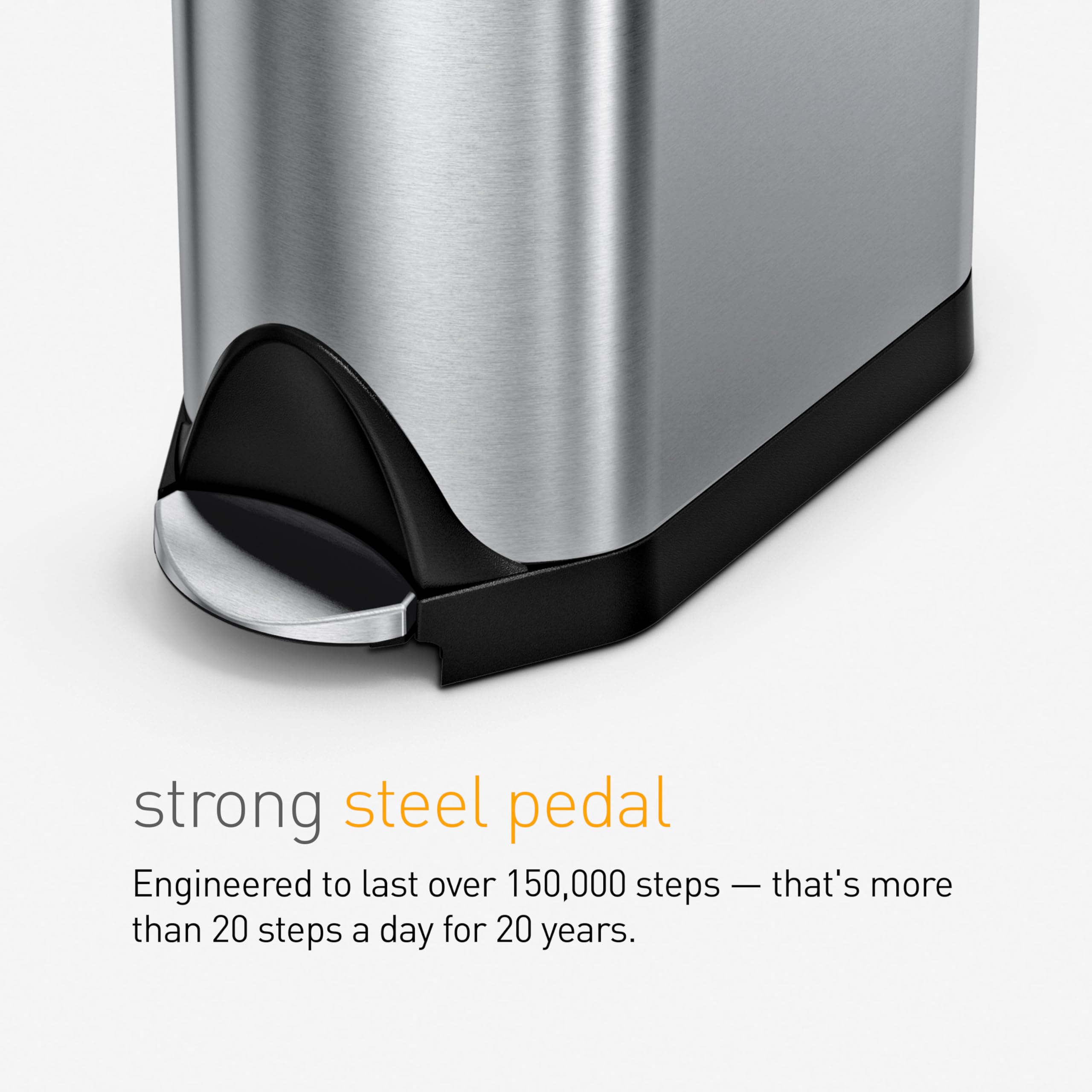 SimpleHuman 30 Liter / 8 Gallon Butterfly Lid Step Trash Can, Brushed Stainless Steel Kitchen Waste Bin for Home, Office & Restaurant Use