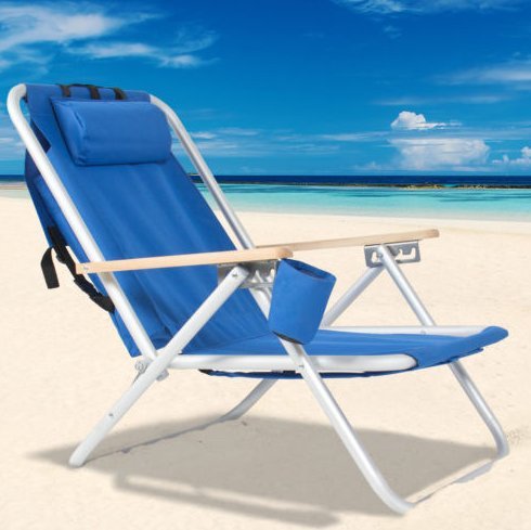 COLIBROX Portable Folding Beach Chair Backpack - Heavy Duty Blue Camping Chair for Outdoor Activities | Perfect for Beach, Poolside, Patio, Picnics & Travel | Durable & Comfortable