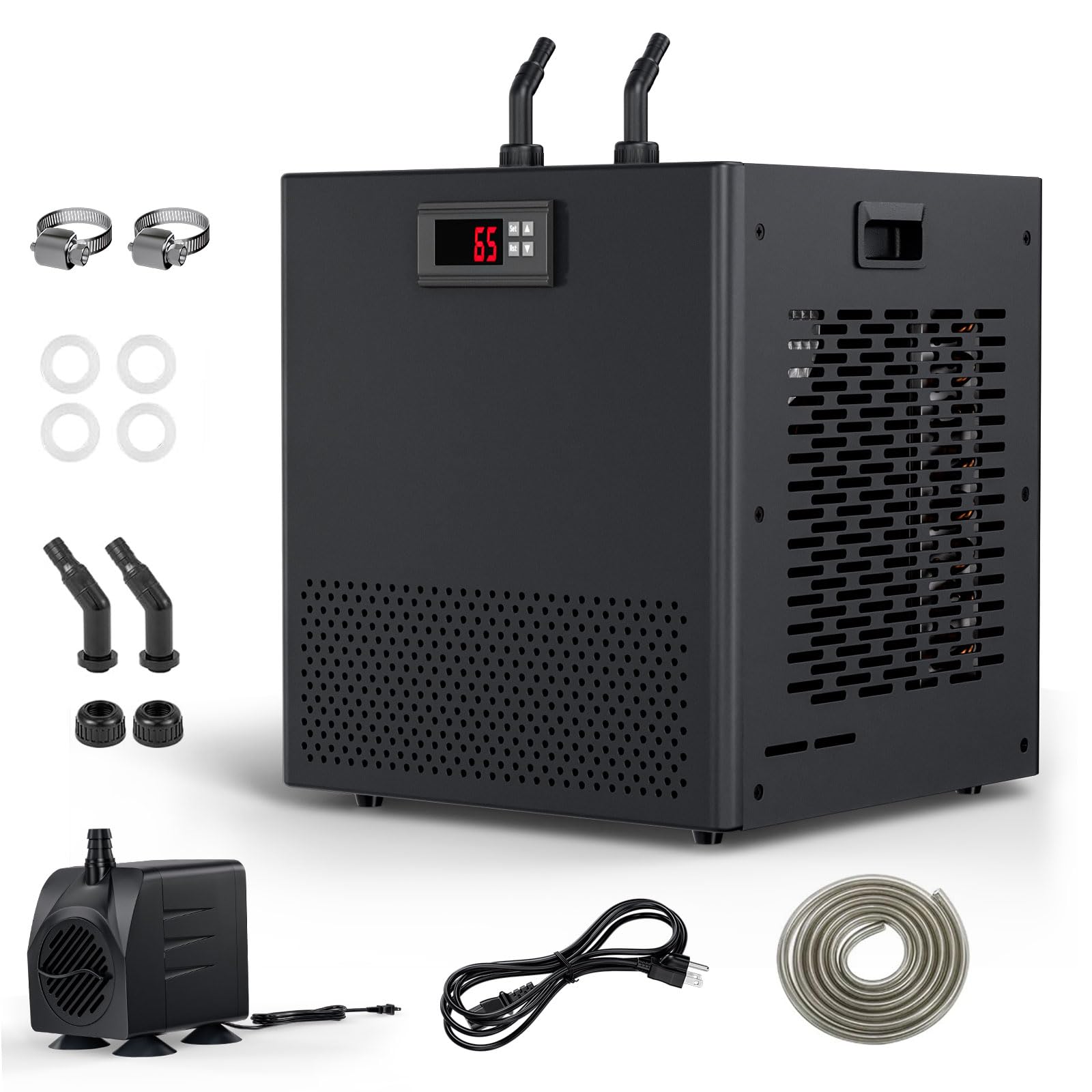 JJJ Aquarium Chiller 79 Gallon 1/3 HP Water Cooling System for Hydroponics, Coral Reef, Shrimp Tank, Freshwater & Saltwater Fish Tanks - Perfect for Home Aquariums, Aquatic Plants and Marine Life Care (110V)