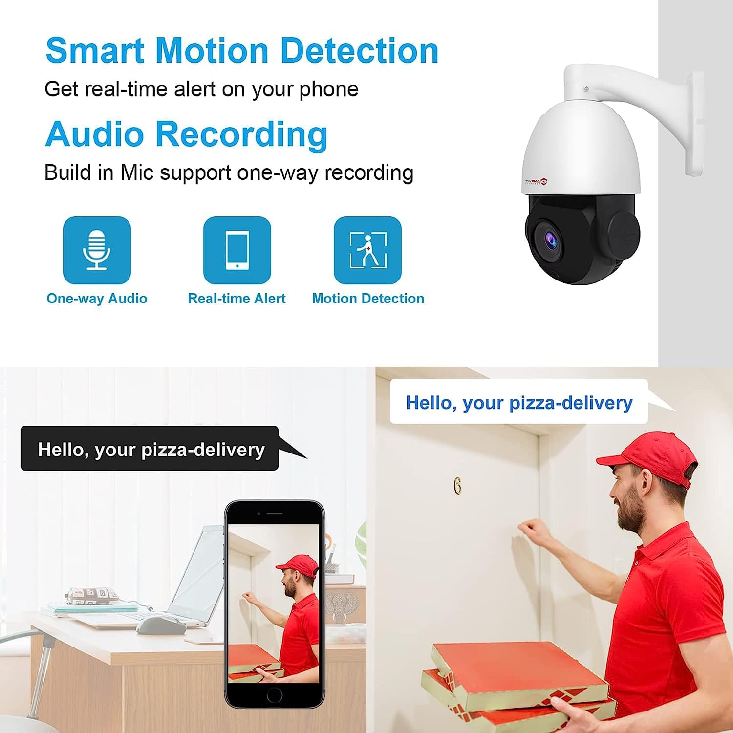 ANPVIZ 5MP PoE PTZ IP Surveillance Camera with 20X Optical Zoom - Outdoor Security Camera with Mic/Audio, Human/Vehicle Detection, 300ft IR Night Vision, 360° Pan & 90° Tilt, IP66 Waterproof (U Series) - Ideal for Home Security, Business Monitoring & Parking Lot Surveillance