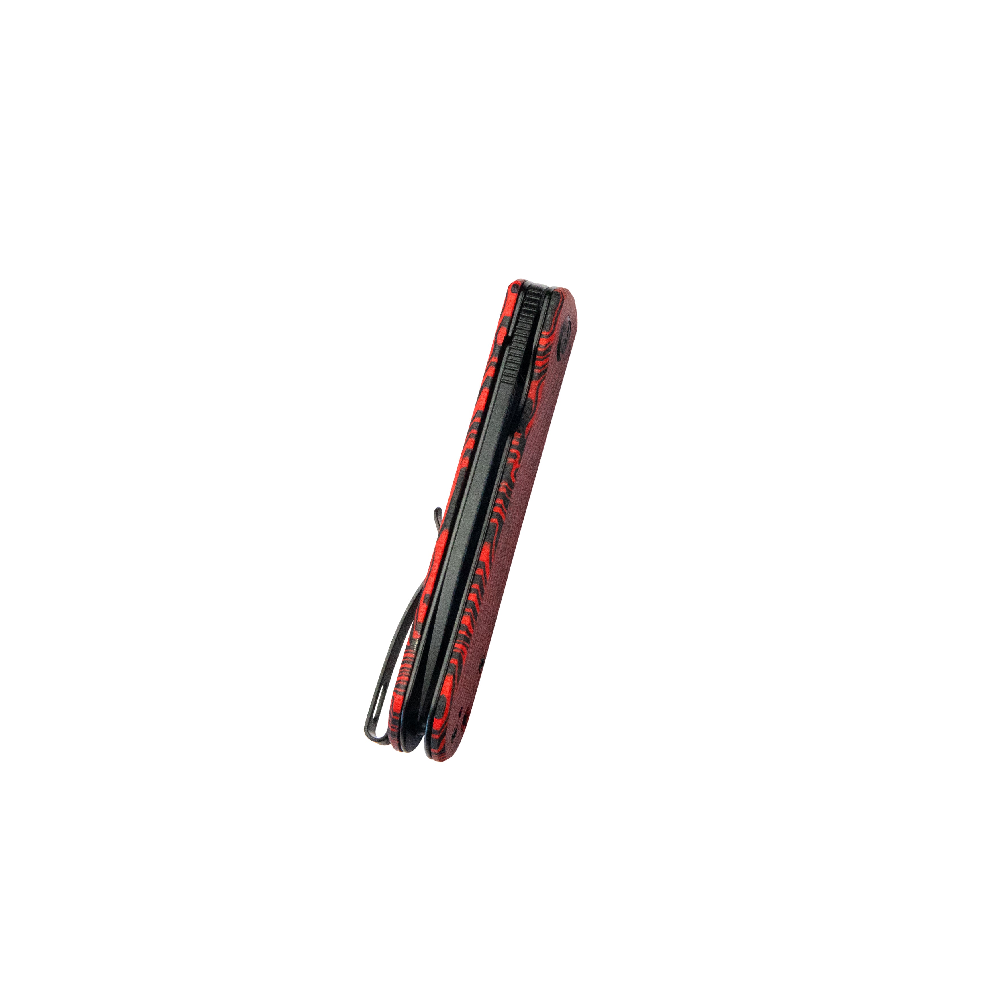 NEO Outdoor Folding Pocket Knife - Red & Black Damascus Steel Blade, G10 Handle, 3.43