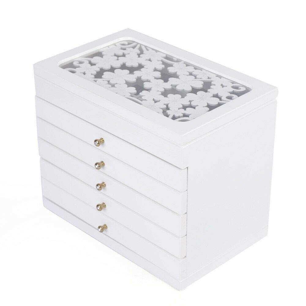6-Layer Wooden Jewelry Box - Vintage Jewelry Organizer with Drawers for Necklaces, Earrings, Rings & Bracelets | Perfect for Bedroom Dresser, Vanity Table & Gift Giving