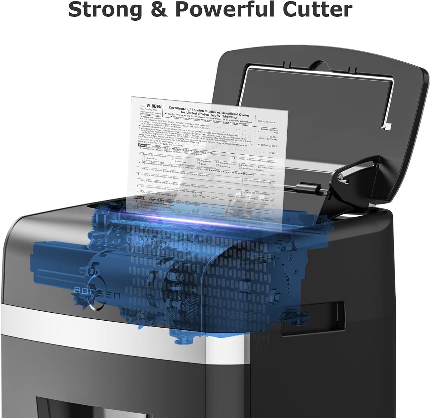BONSEN 120 Sheet Auto Feed Paper Shredder - High Security Micro Cut Shredder for Home & Office Use, 30 Minute Run Time, P-4 Security Level, 6 Gallon Bin (S3110) - Perfect for Confidential Document Destruction & Office Organization