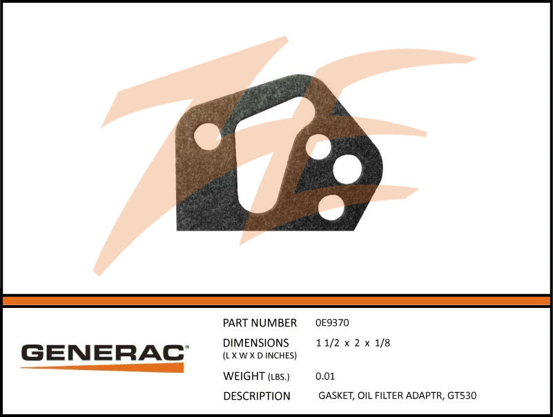 Generac 0E9370 Oil Filter Adapter Gasket - Compatible with Generac Engines - Durable Replacement Part for Smooth Oil Flow - Perfect for Generac Portable Generators & Power Equipment Maintenance