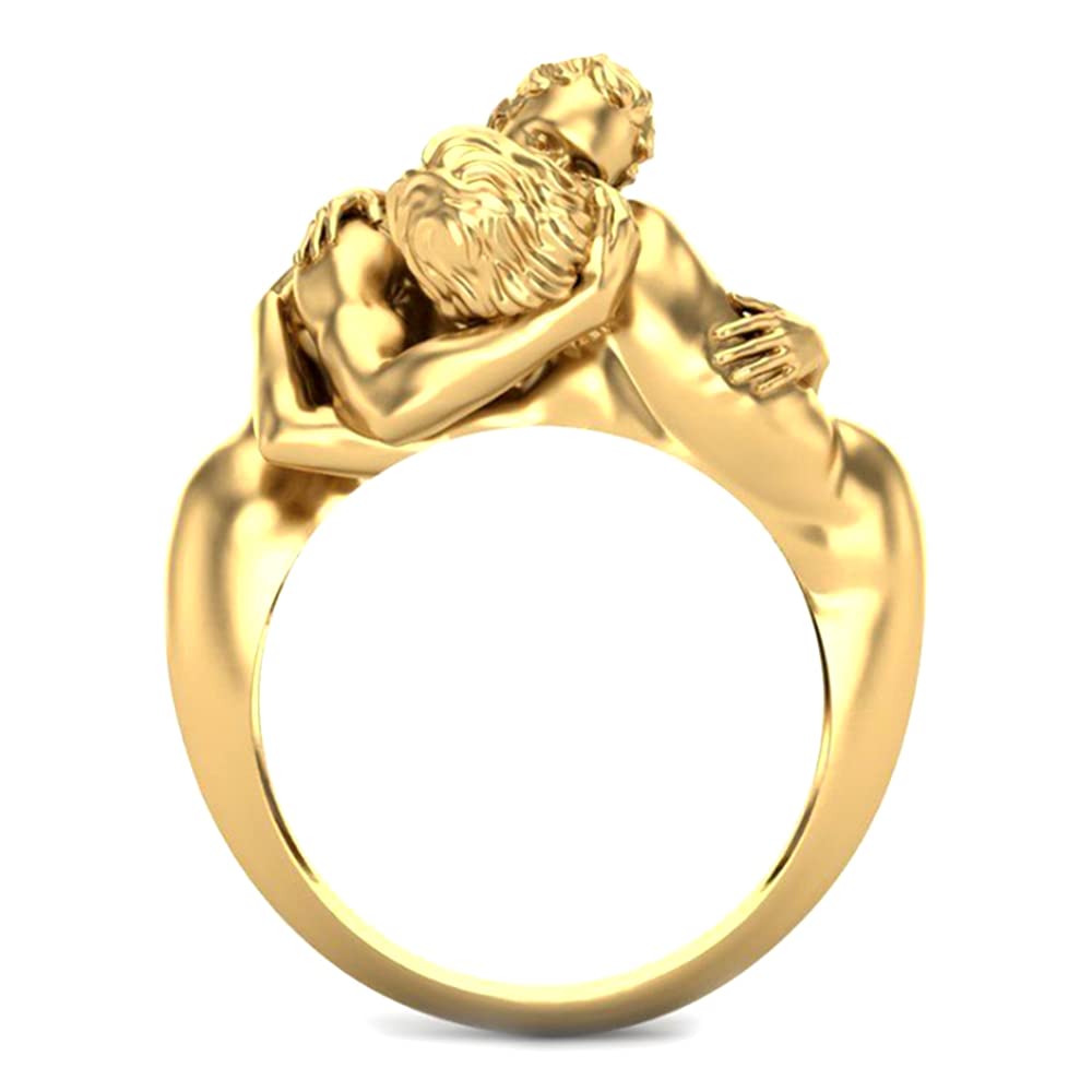 Trendy Love Couple Kissing Ring for Women - Romantic Valentine's Day & Birthday Gift - Sterling Silver Fashion Jewelry for Her - Perfect for Anniversaries, Proposals & Special Occasions