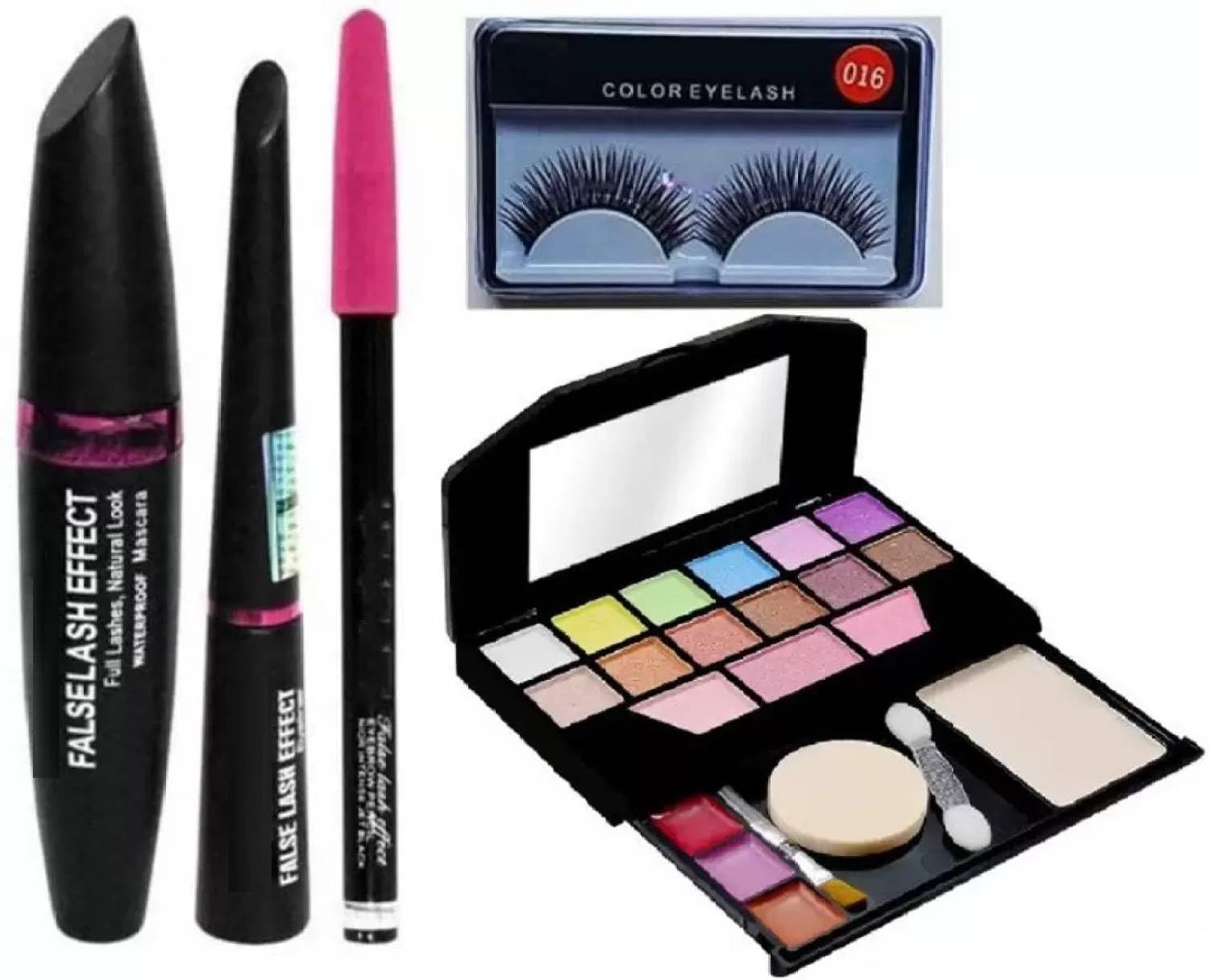 Fozzby 5-in-1 Professional Makeup Kit with Eyeliner, Mascara, Eyebrow Pencil & Premium False Eyelashes - Perfect for Daily Use, Party & Special Occasions