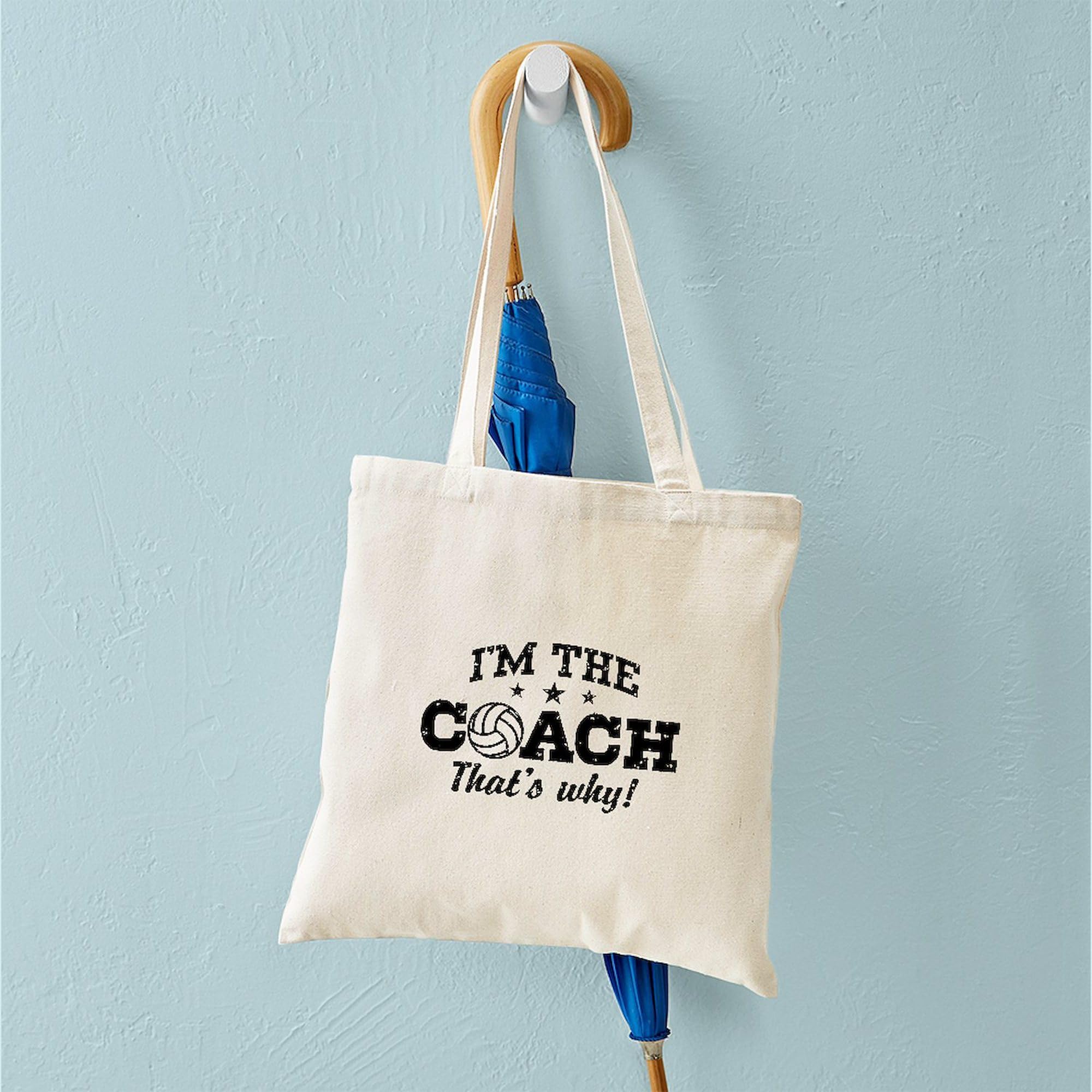 Volleyball Coach Tote Bag - Natural Canvas Reusable Shopping Bag for Coaches & Players - Perfect for Practice, Games & Team Gifts