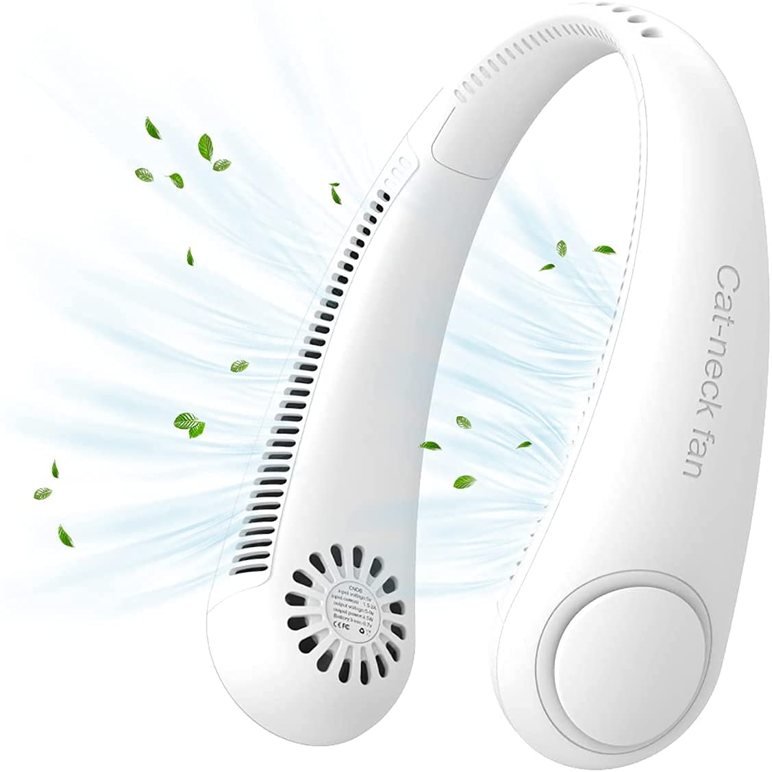 Firstone Bladeless Neck Fan - Portable Hands-Free Personal Cooling Fan with 2400mAh Battery, USB Rechargeable, 3 Speed Settings, Lightweight Headphone Design for Home, Office, Travel & Outdoor Activities (White) - Stay Cool While Working, Exercising or Commuting