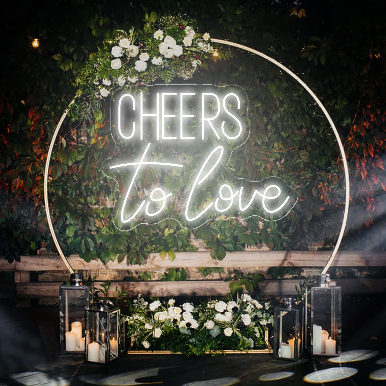 Cheers To Love Neon Sign - Custom Wedding Wall Decor & Bedroom Lighting - Perfect for Home, Room, and Party Decorations - Unique Wedding Gifts for Women, Brides, Couples