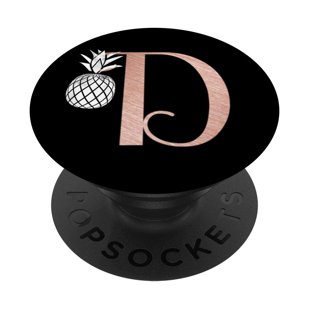 Rose Gold Monogram Phone Stand with Letter D - Elegant Pineapple Design for Desk & Home Decor - Perfect for iPhone, Samsung, and Tablets