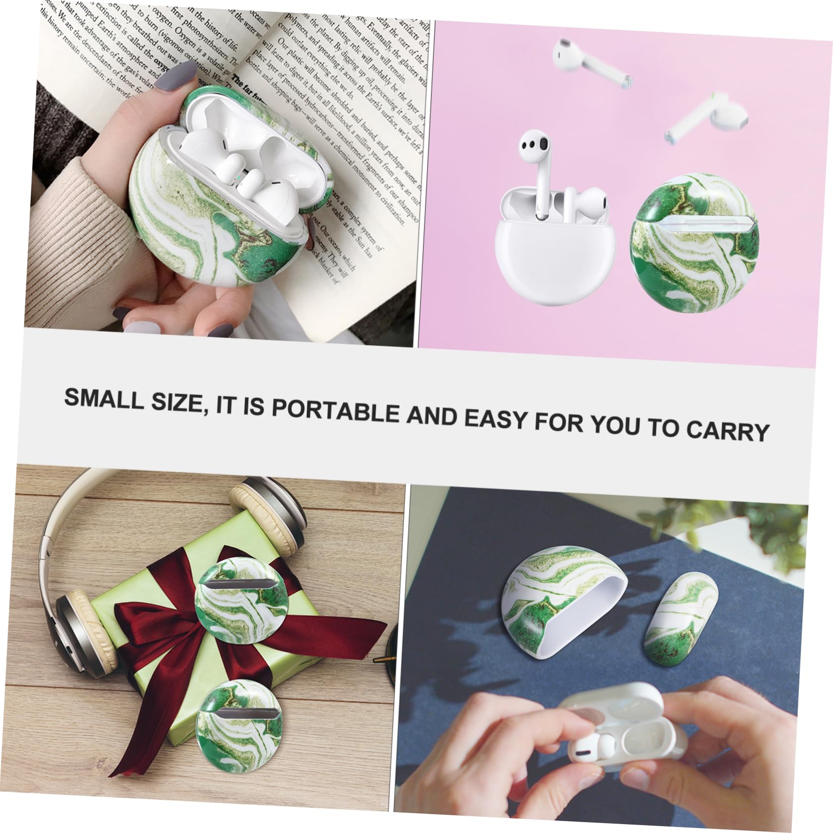HEMOTON Marble Earphone Cover - 1pc Pearlescent Headphone Case for iPhone, Samsung & AirPods - Durable Protection for Wireless & Wired Earbuds - Perfect for Travel, Gym & Daily Use
