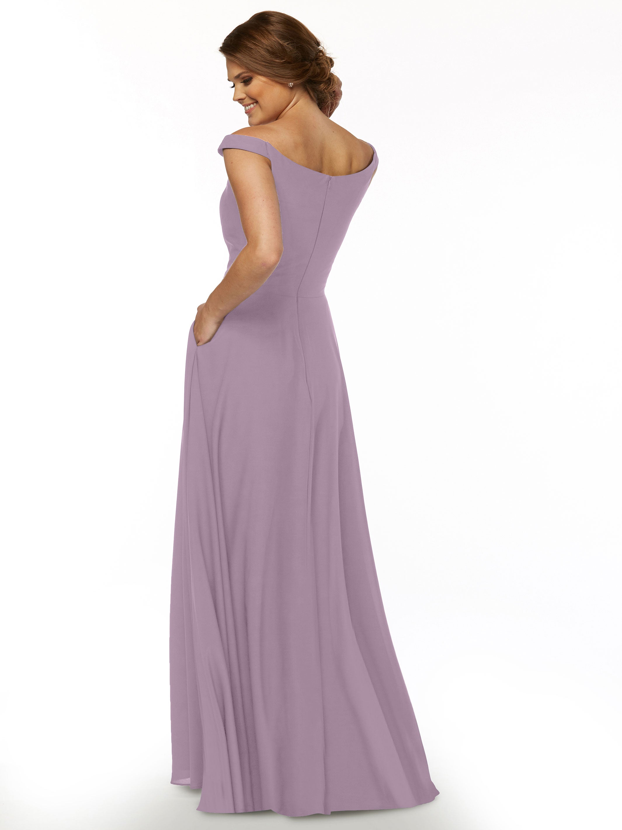 83005 Off The Shoulder Stretch Chiffon A-Line Bridesmaid Dress - Elegant Wedding Party Gown for Formal Occasions, Prom & Special Events