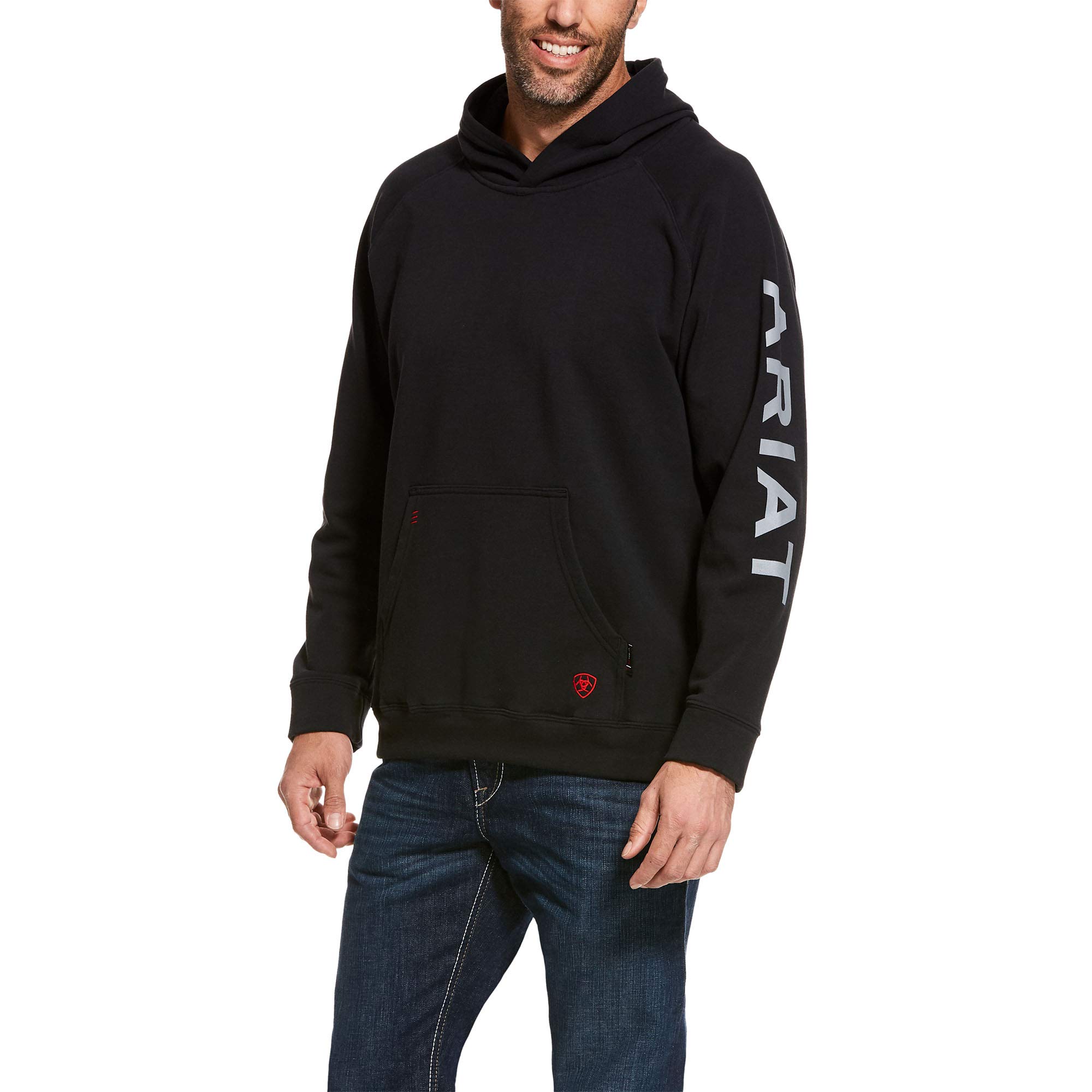 ARIAT Men's Premium Fleece Logo Hoodie - Soft & Warm Pullover for Outdoor Activities, Casual Wear & Work